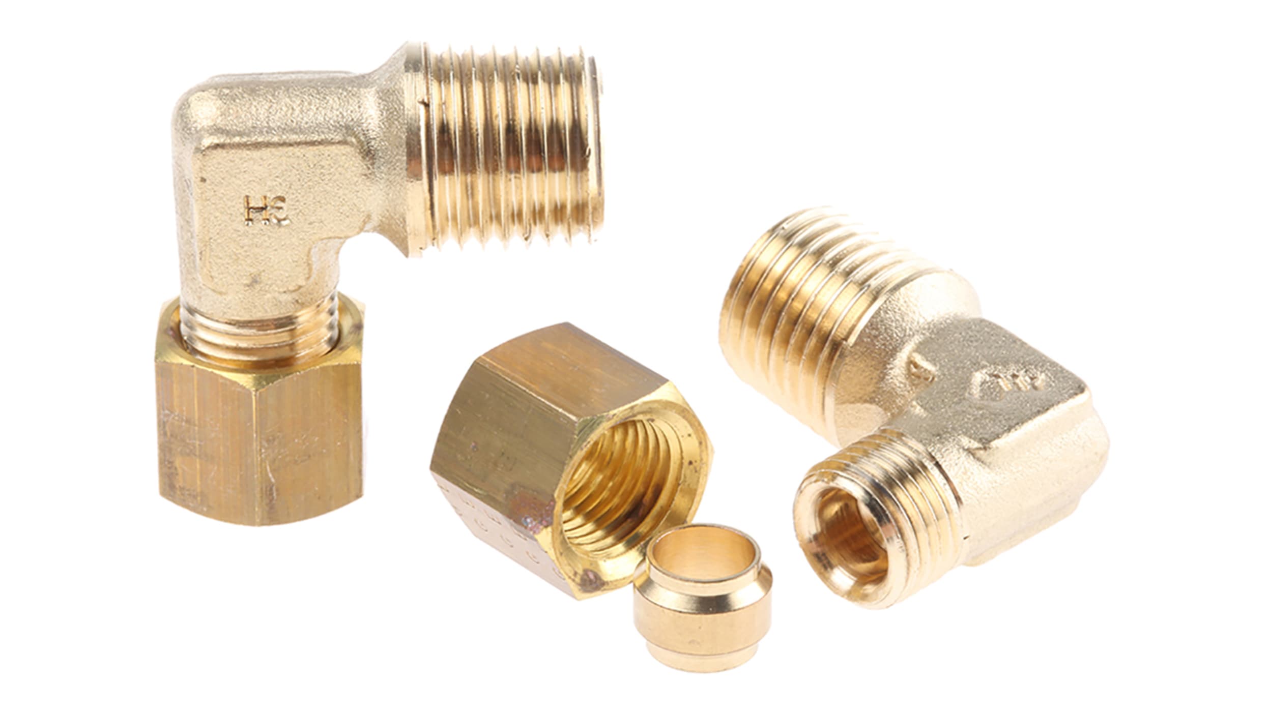 3pcs Brass Compression Tube Fitting 6mm Tube OD to 1/8PT Male Thread Elbow