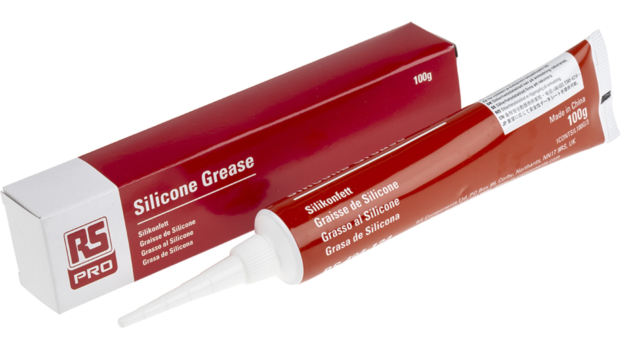 Grasso al Silicone RS PRO, Tubo da 100 g, col. Trasparente