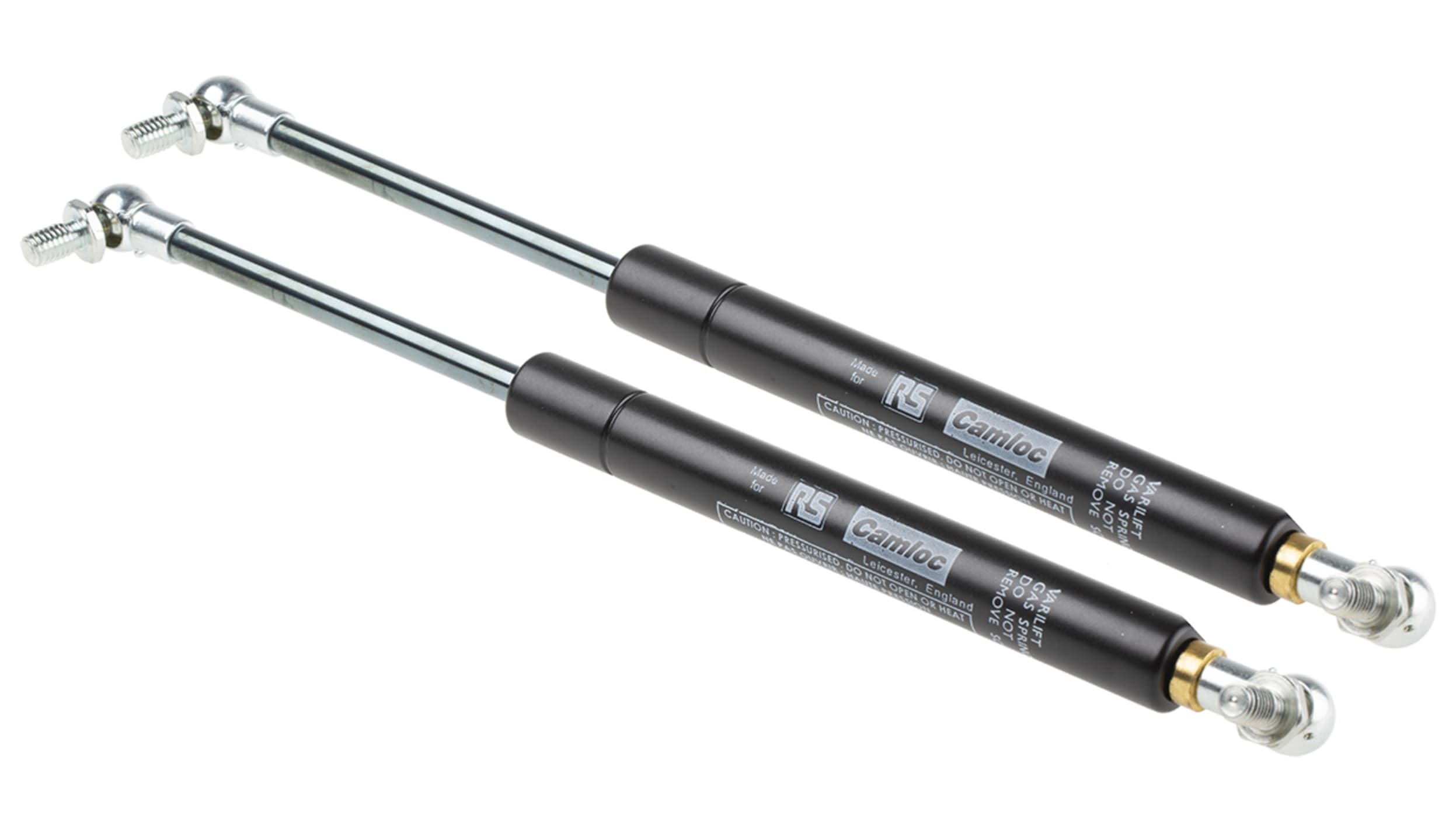 Camloc Gas Springs Gasdruckfeder Stahl, Gelenklager, Mat.Endanschluss  Nylon, Stahl, Hub L. 100mm, 100N - 650N