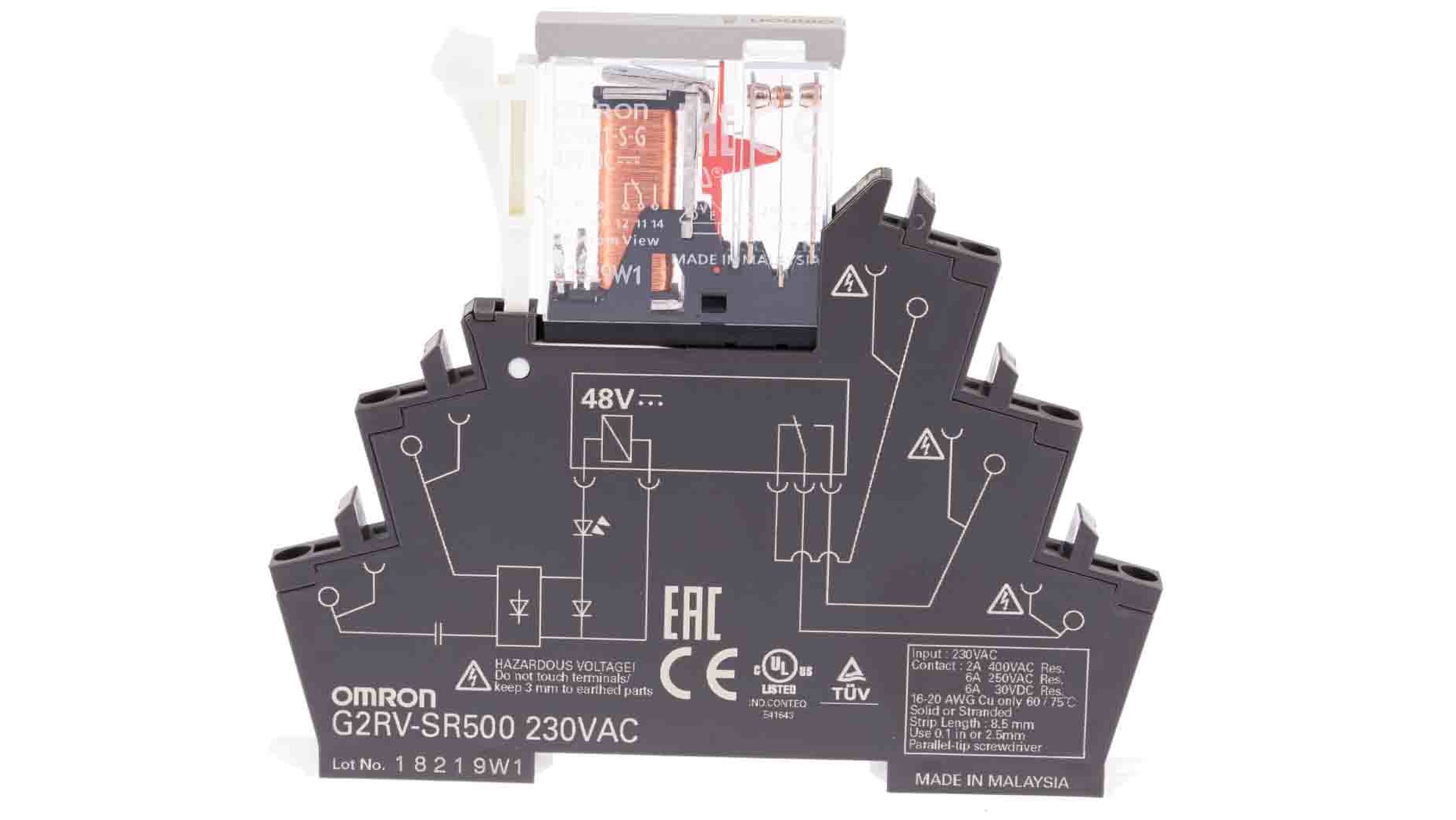 G2RV-SR500 AC230 | Omron パワーリレー 230V ac, 1c接点 DIN