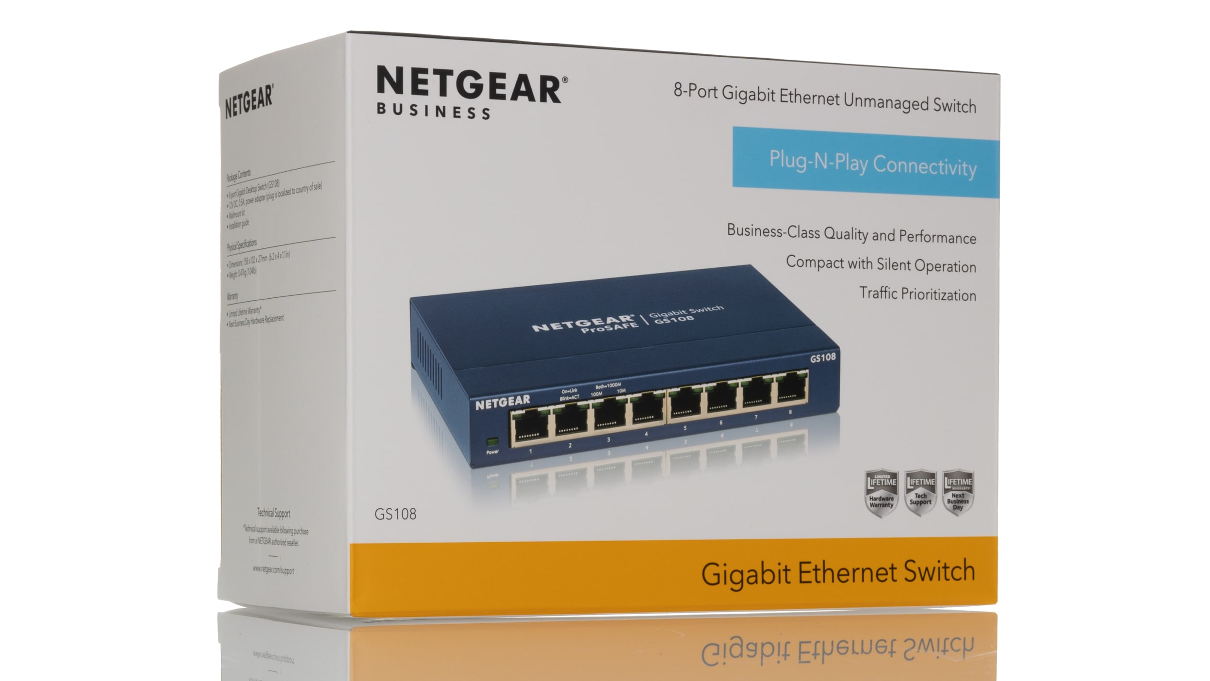 GS108UK, Switch Ethernet Netgear ProSAFE GS108, 8 ports, prise UK