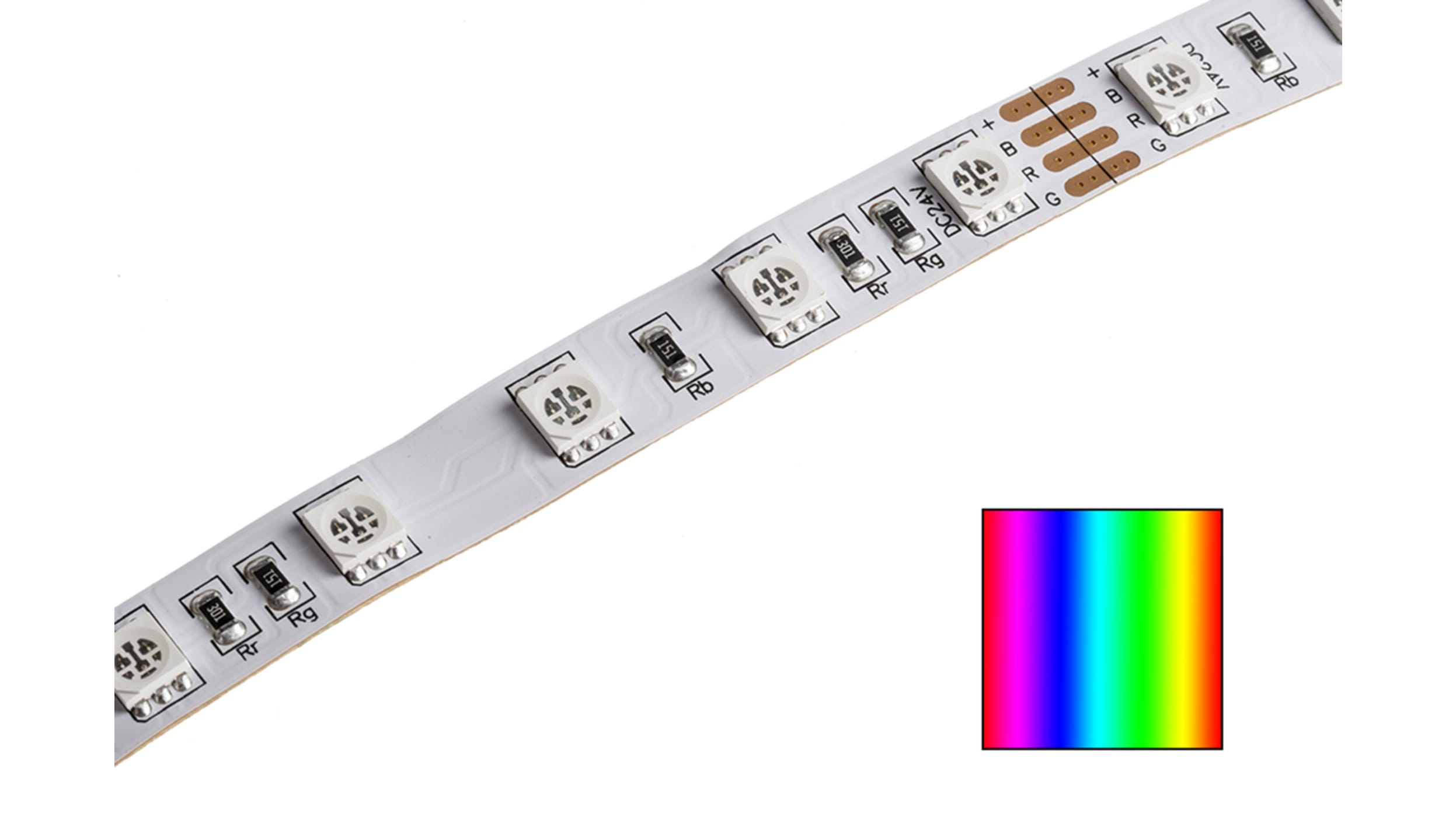JKL Components LEDテープライト 青,緑,赤 24V dc, ZFS-105000-24RGB | RS