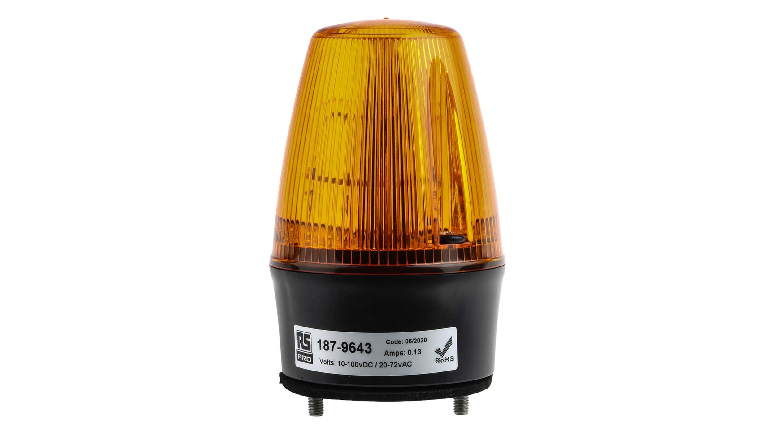 RS PRO LED Blitz-Licht Summer-Signalleuchte Orange / 96dB, 12 V dc, 24 V dc