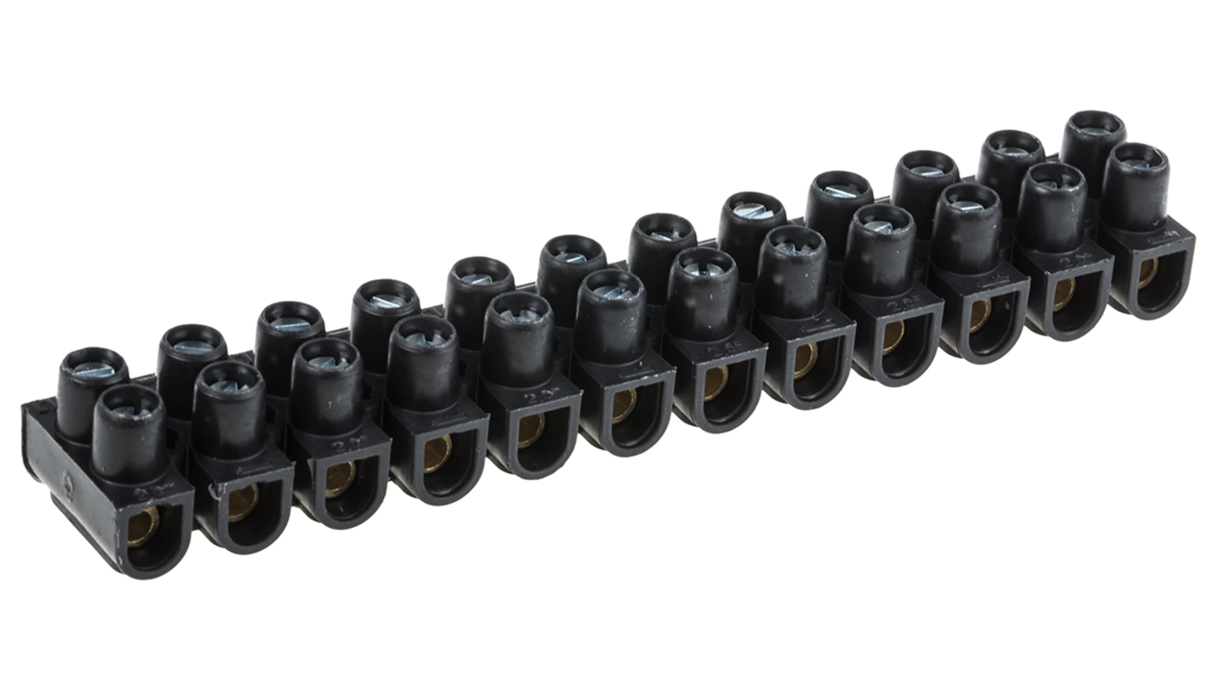 Regleta de conexiones RS PRO de 12 vías, para cable de 2.5 mm², 24A, 400 V,  Tornillo, de color Negro