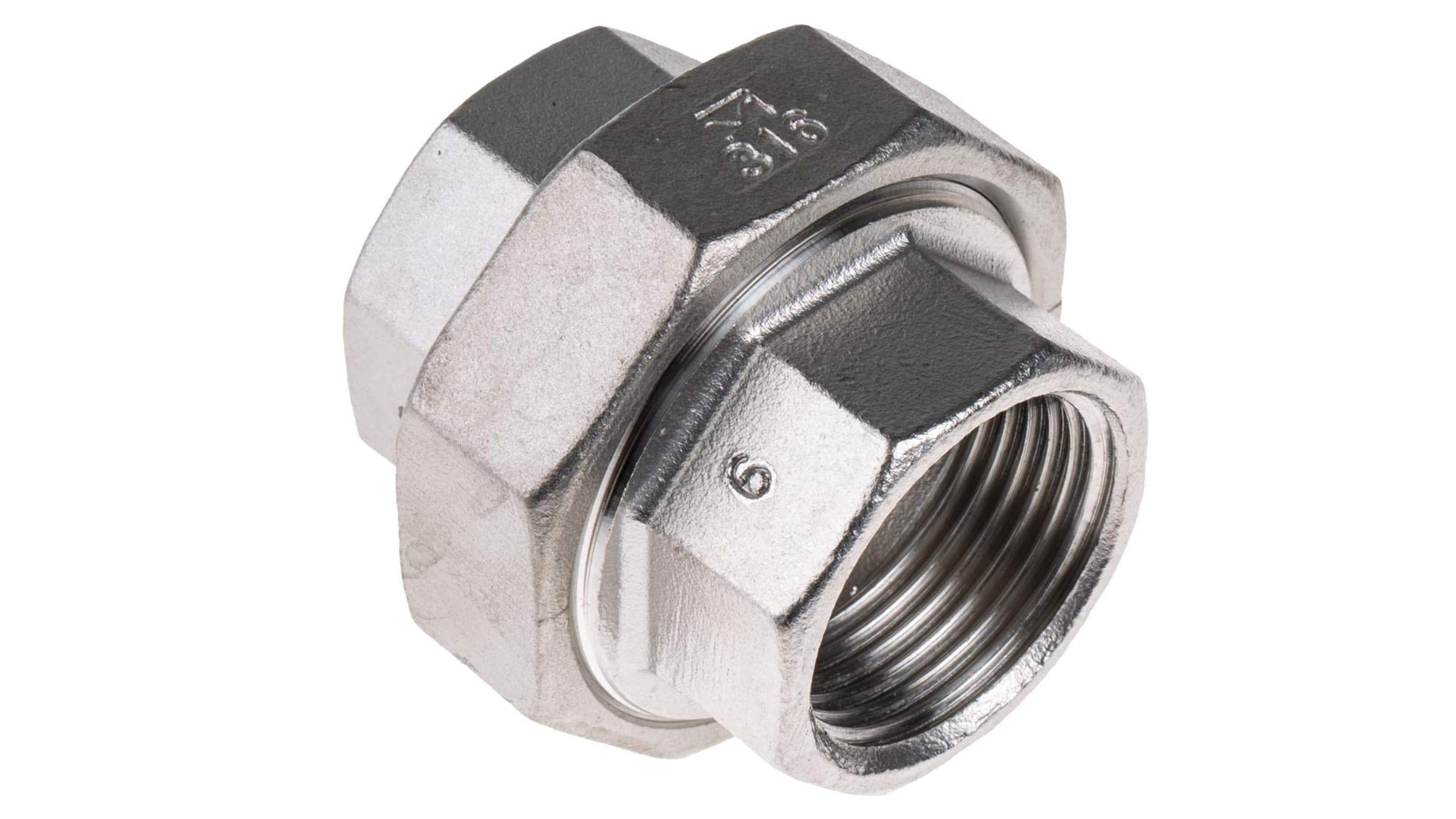 RS PRO, RS PRO Stainless Steel Pipe Fitting, Straight Octagon Union, Male  R 1in x Female Rc 1in, 826-7144