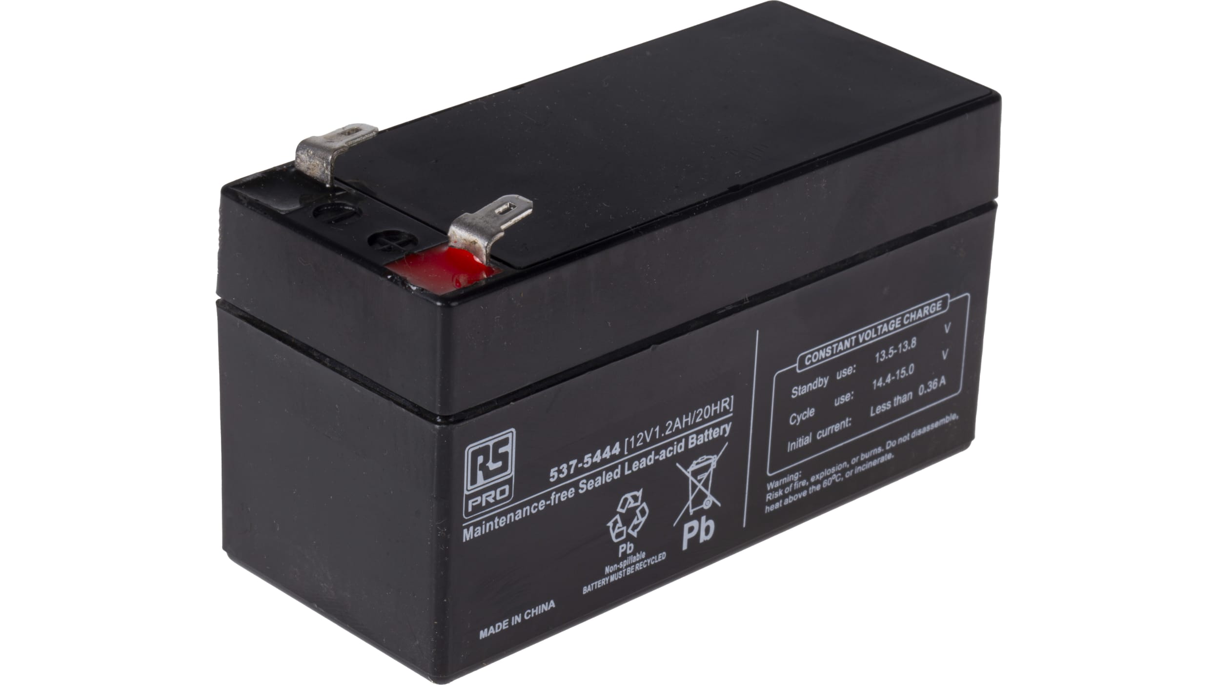 RS PRO 12V T1 Sealed Lead Acid Battery, 1.2Ah