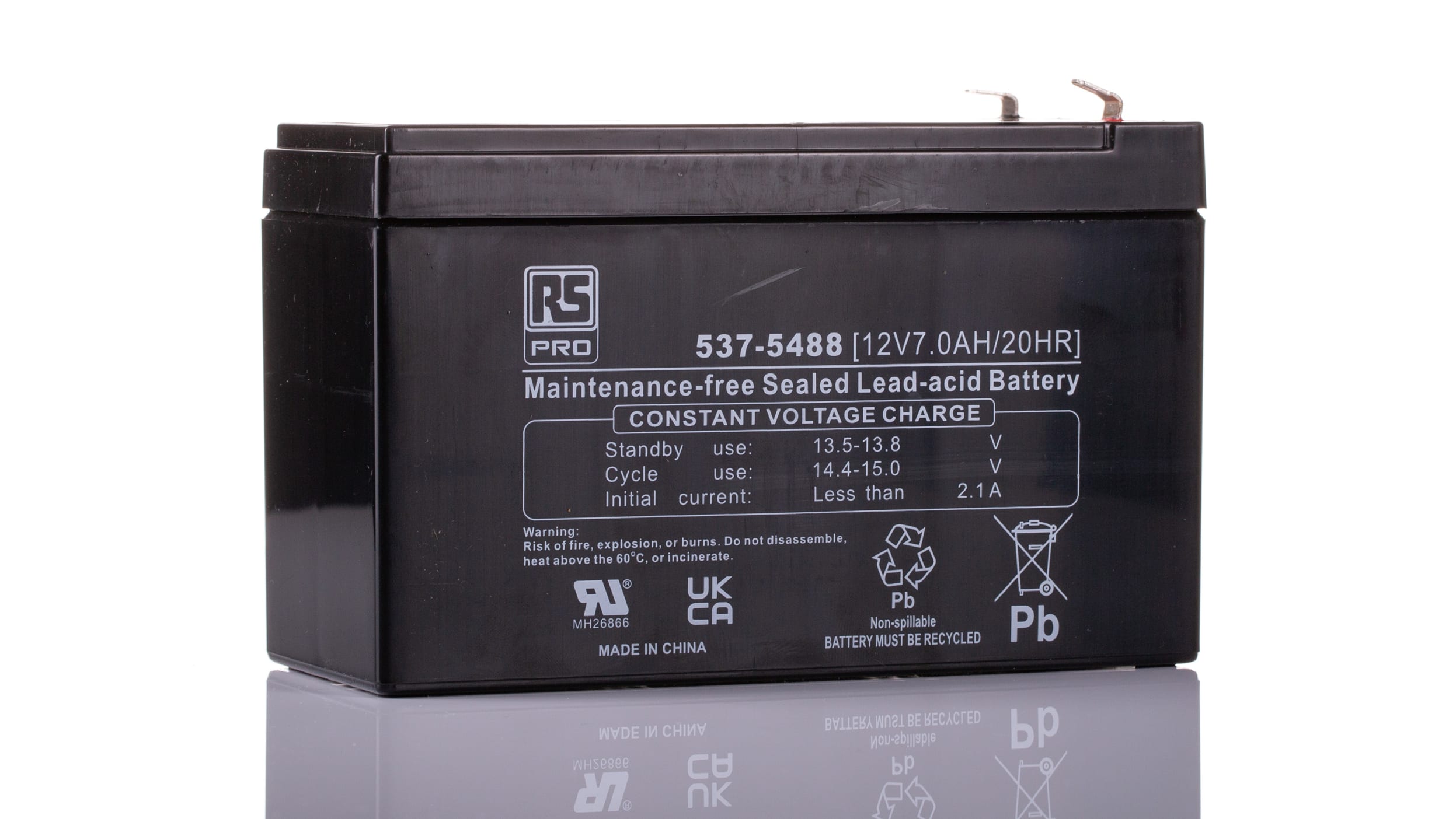 RS PRO 12V T1 Sealed Lead Acid Battery, 7Ah