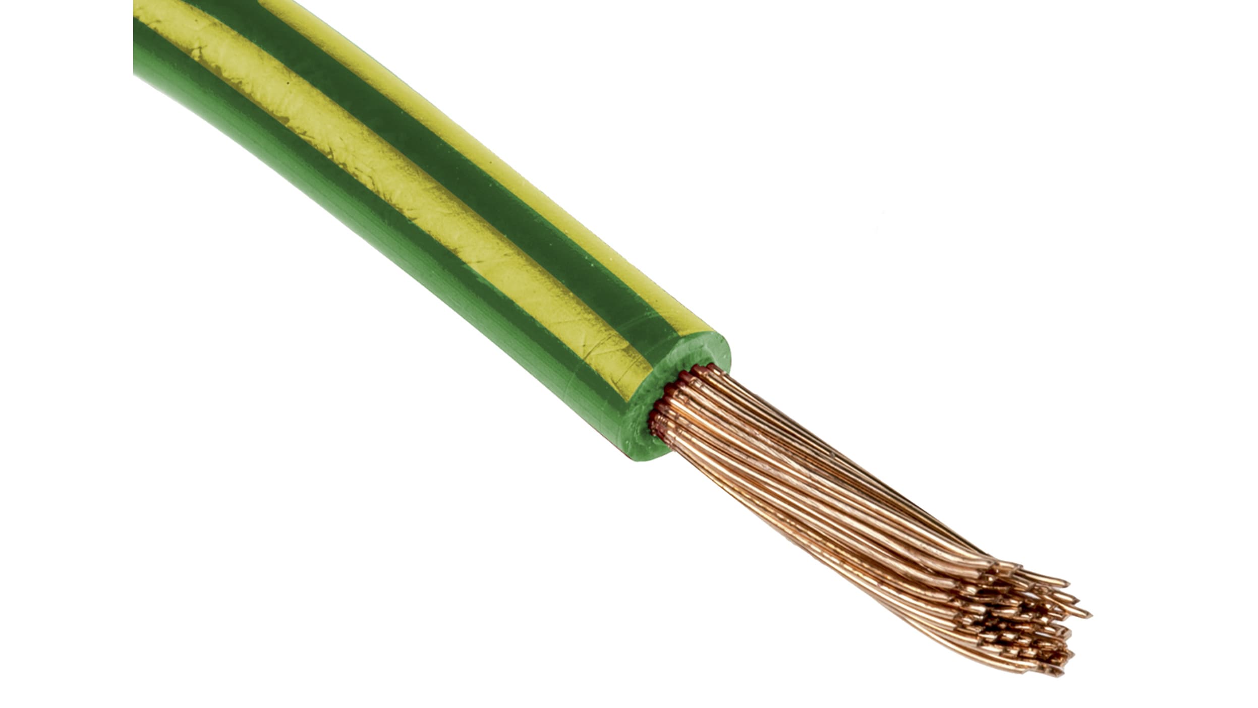 RS PRO Green/Yellow 10 mm² Hook Up Wire, 8 AWG, 72/0.4 mm, 100m, PVC  Insulation