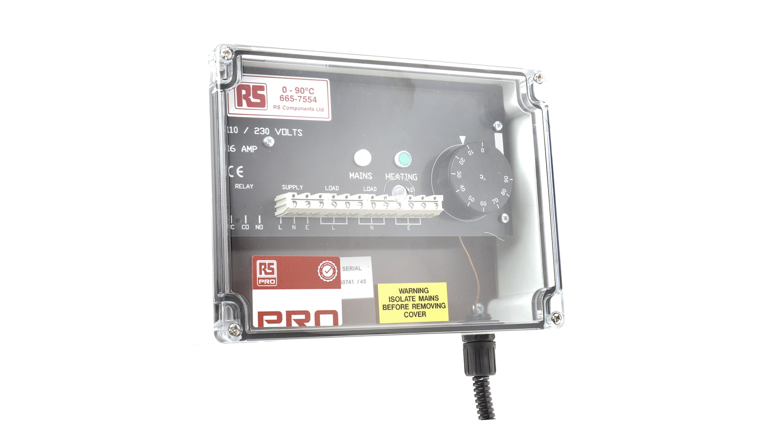 RS PRO, Frostsikring varmekabel - termostat, 0 → +90 200 x 75 x 150mm | RS