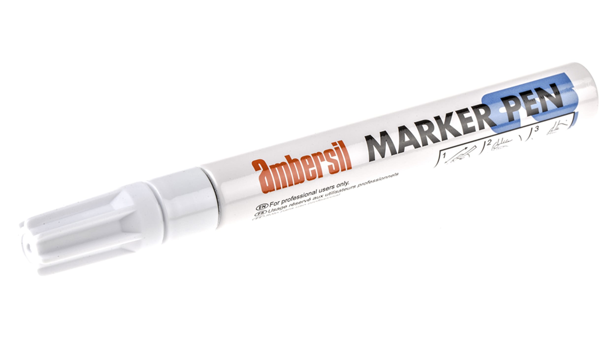 6190050001, Ambersil White 3mm Medium Tip Paint Marker Pen for use with  Various Materials
