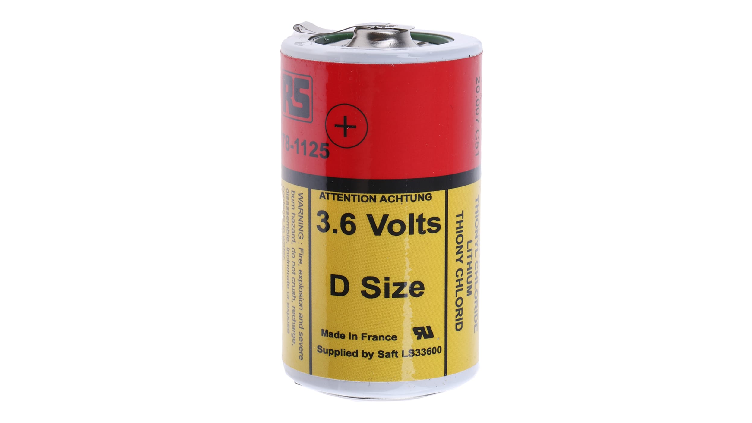 Lithium Thionylchlorid D Batterie, 17Ah mit Lötfahnen-Anschluss, 3.6V