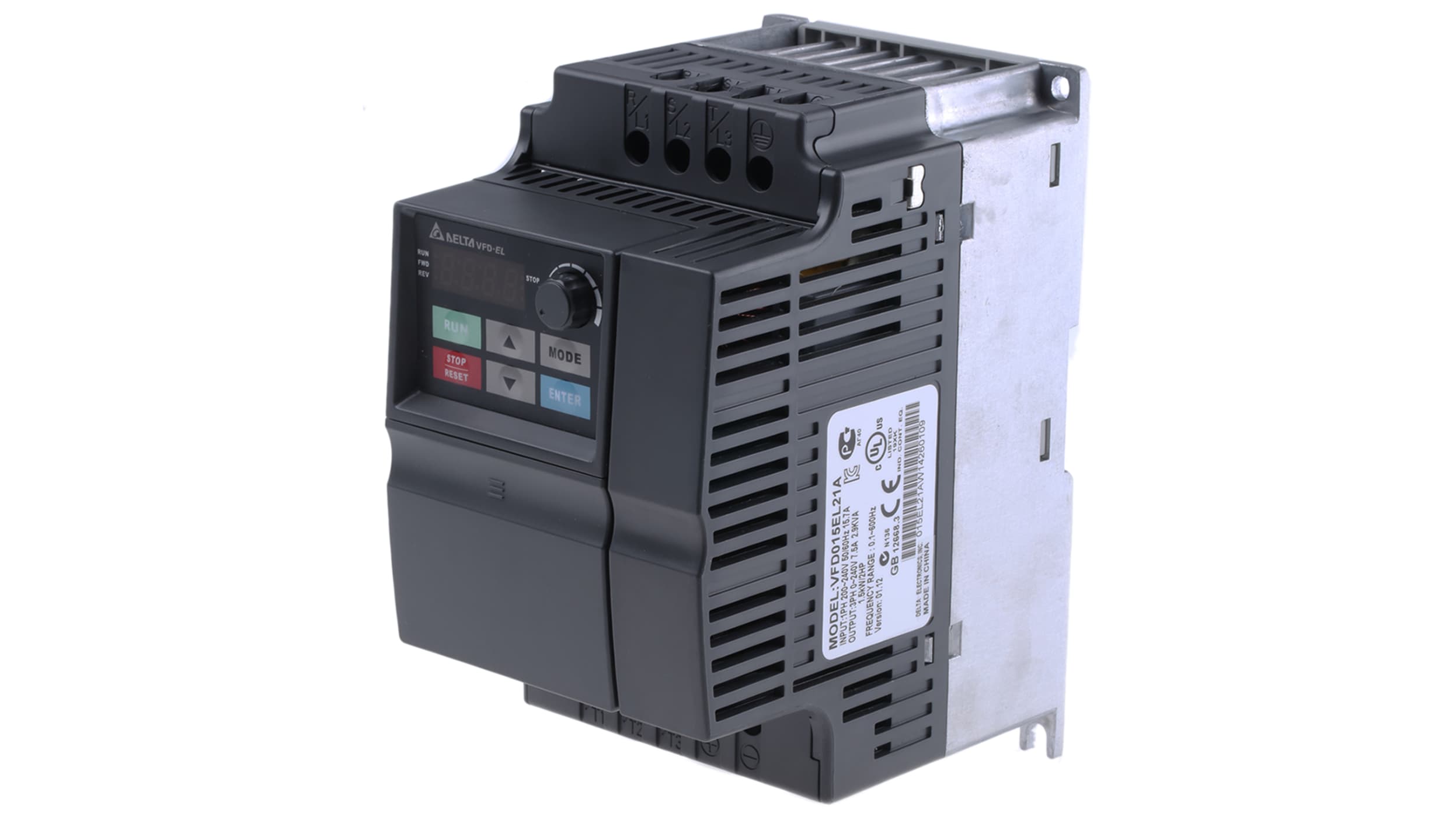 Delta Electronics インバータ VFD-EL, 230 V ac 1.5 kW VFD015EL21A