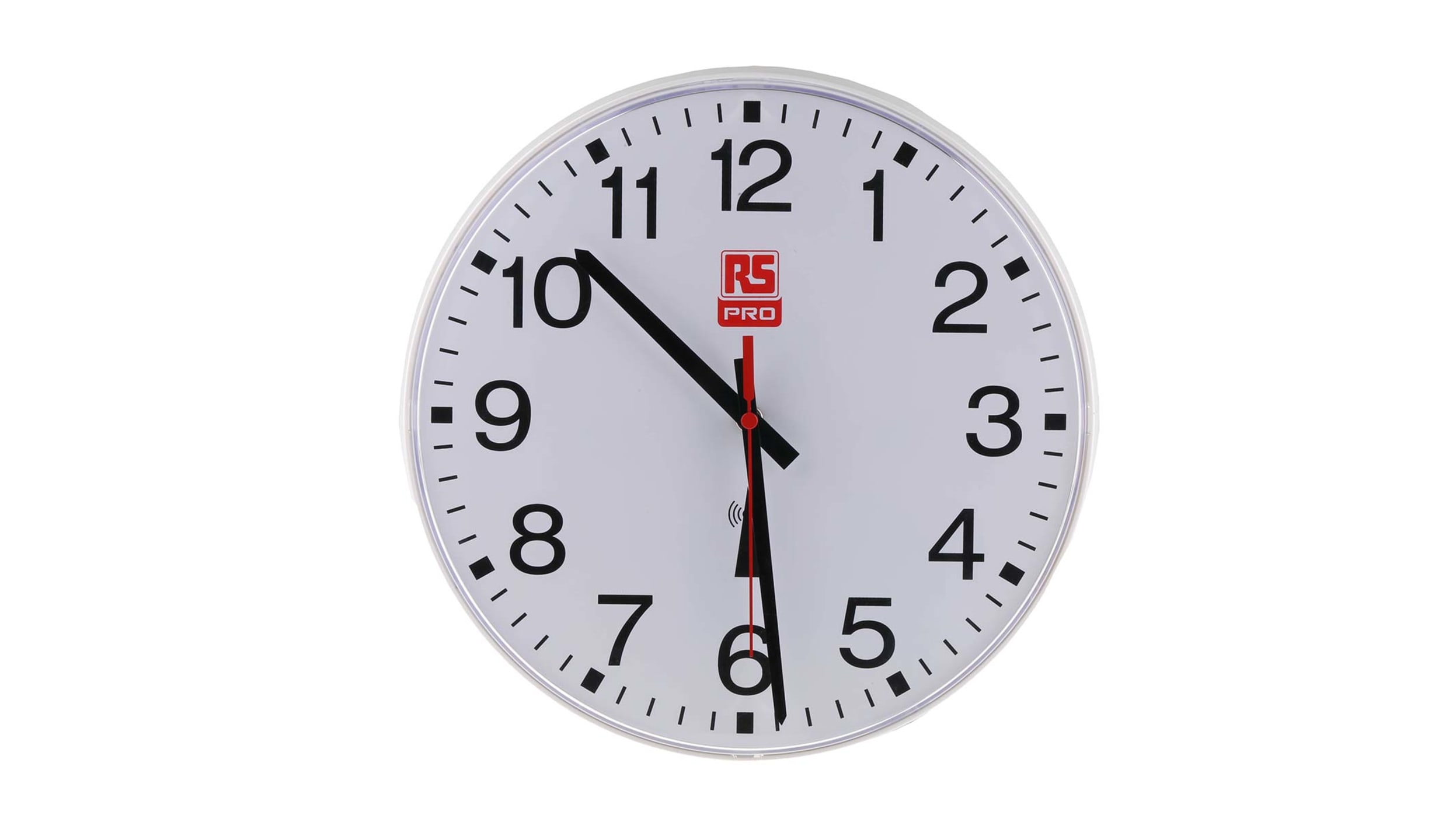 RS PRO Wand Analog, Uhr, Ø 420mm Funkgesteuert Splitterfrei, Weiß