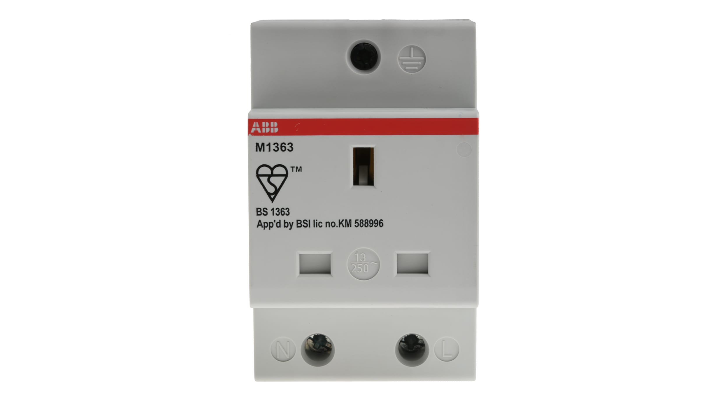 2CSM259343R0721 M1363 | ABB Grey 1 Gang Plug Socket, 13A, Type G  