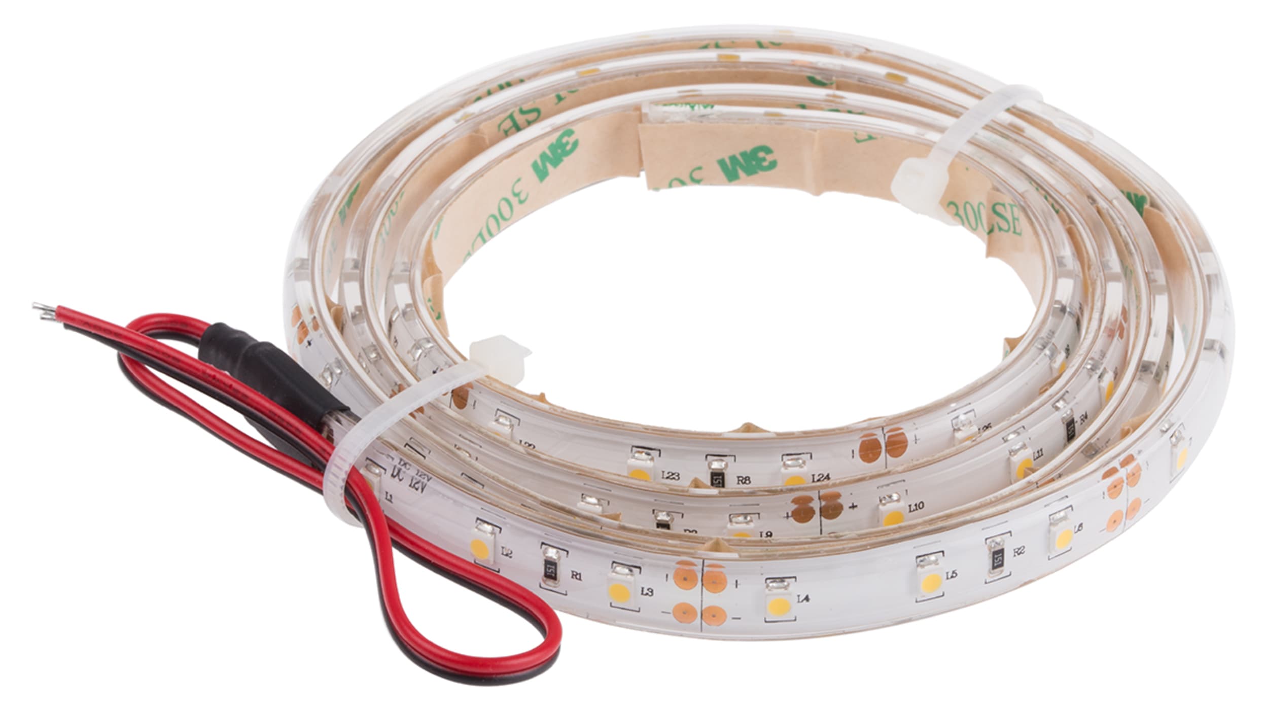 RS PRO 12V White LED Strip Light, 2700 → 3200K Colour Temp, 1m