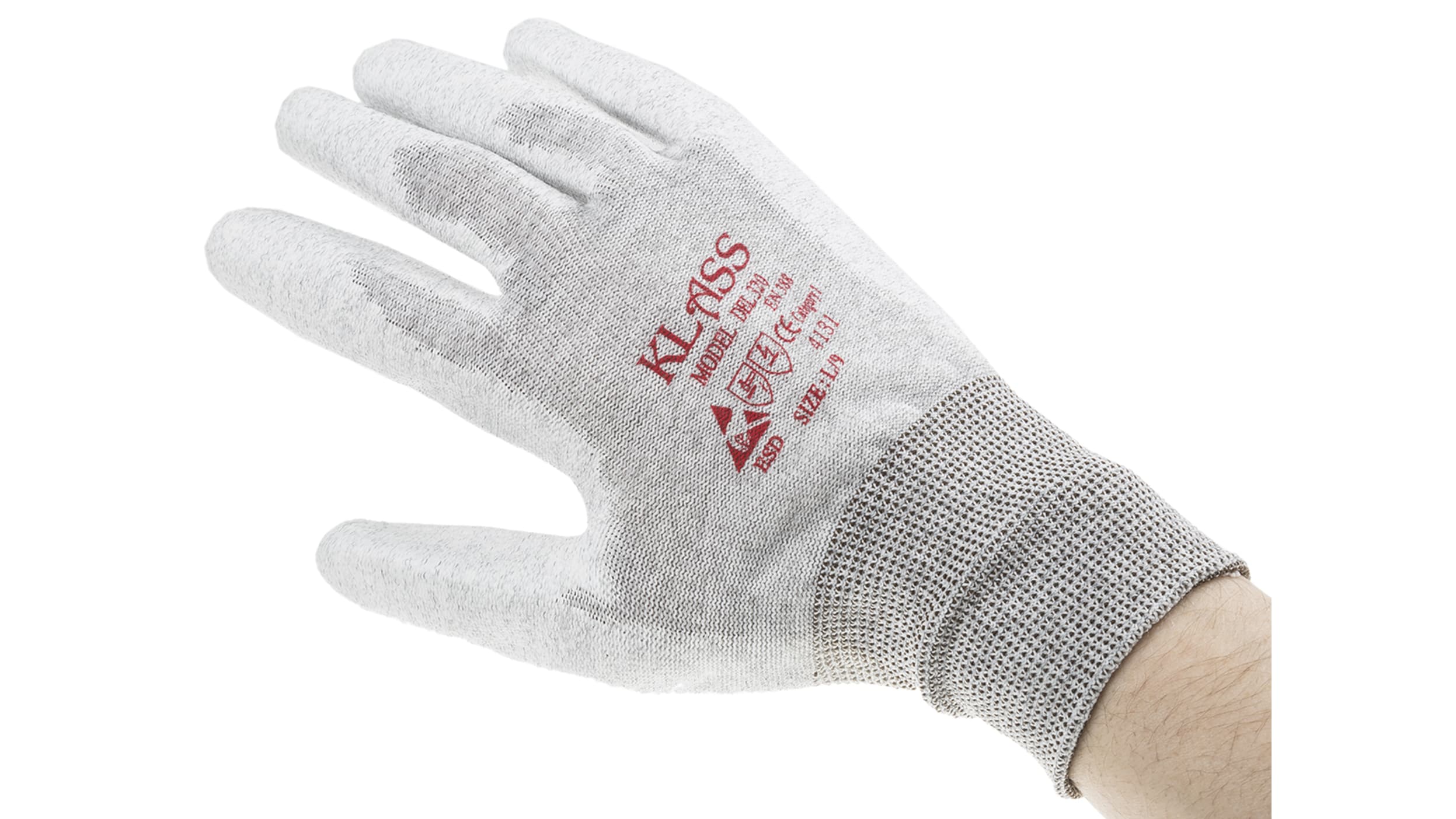 RS PRO Grey Nylon Anti-Static Anti-Static Gloves, Size 9, Large