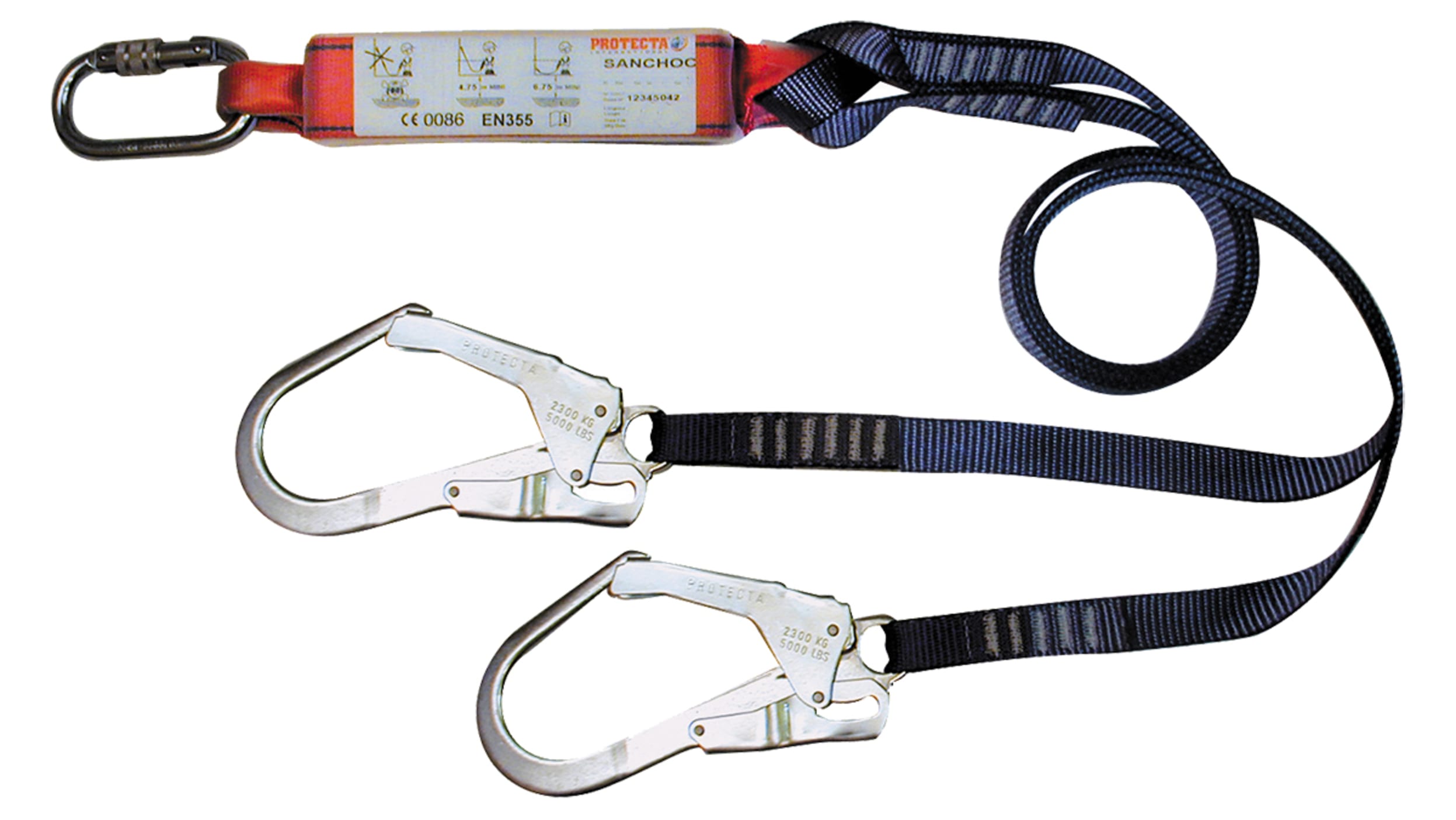 Restraint Lanyard with Karabiner & Scaffold Hook (1m, 1.5m or 2m