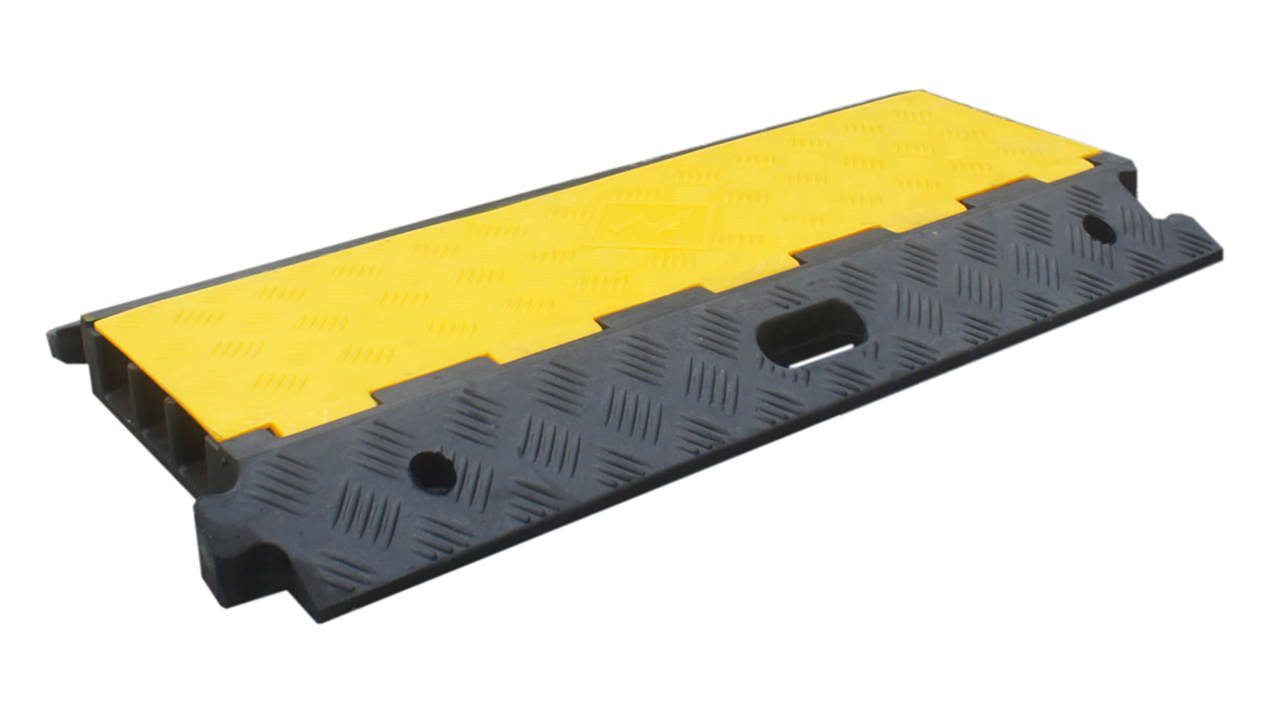 CPROSP Canaleta Pasacables de Suelo Negro y Amarillo, Protector de Cables  para Suelo 200 cm x 8,3 cm, Ideal para el Hogar, la Oficina, Lugar de