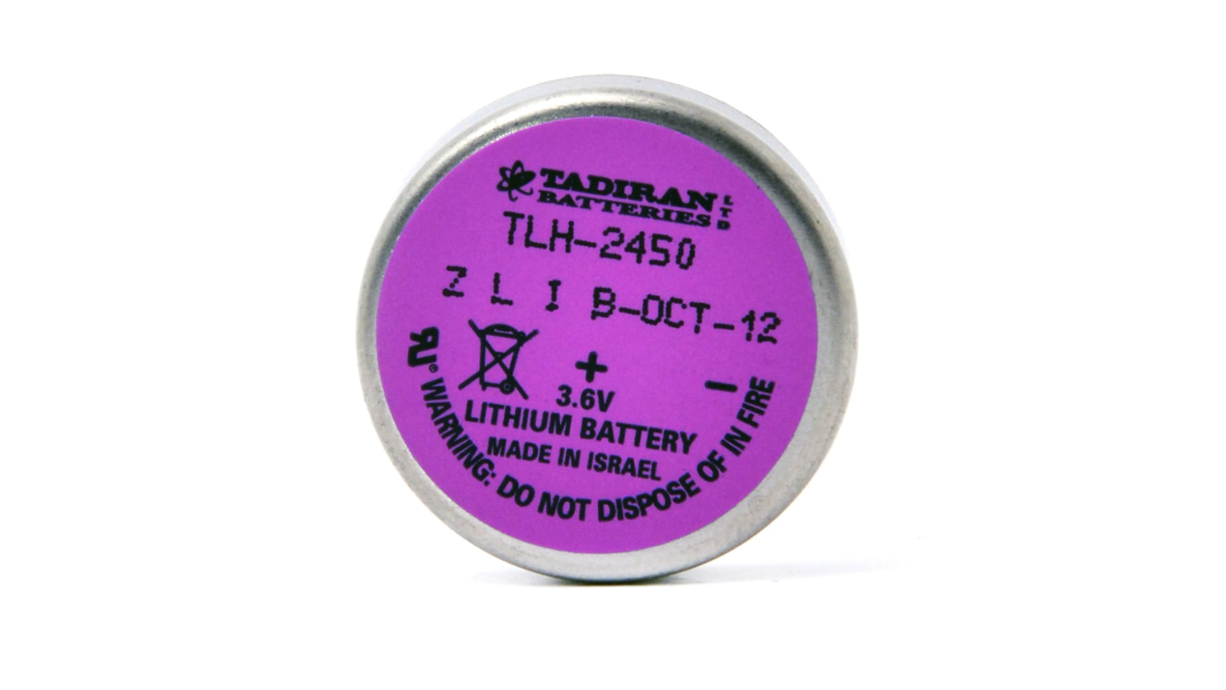 Pila de botón CR2450, 3.6V, 550mAh, litio - cloruro de tioniloterminal tipo  PCB Código RS: 176-9351 Nº ref. fabric.: TLH-2450