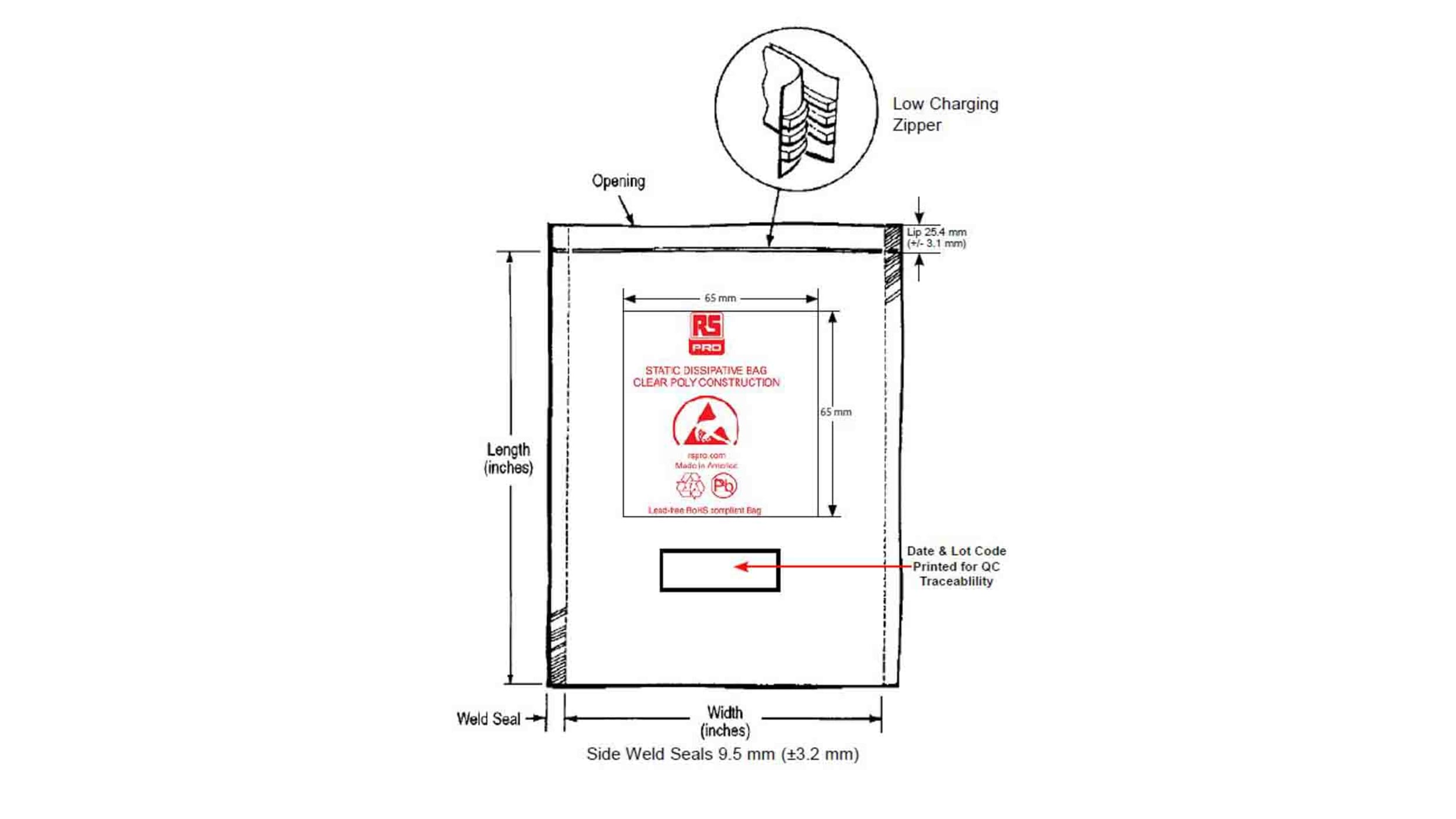 KWR Anti Static Bag 76mm(W)x 127mm(L)