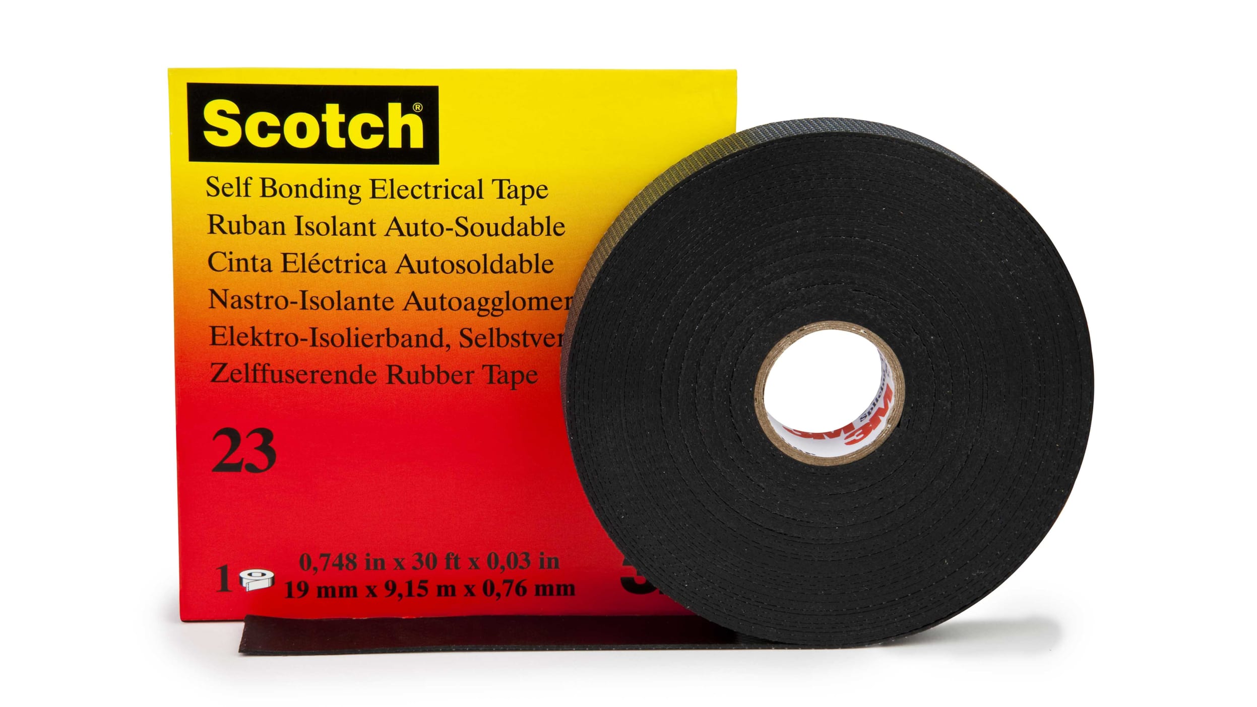 SCOTCH 23 9.15X19 3M, 3M Scotch® 23 Black Self Amalgamating Tape 19mm x 9m, 192-1605