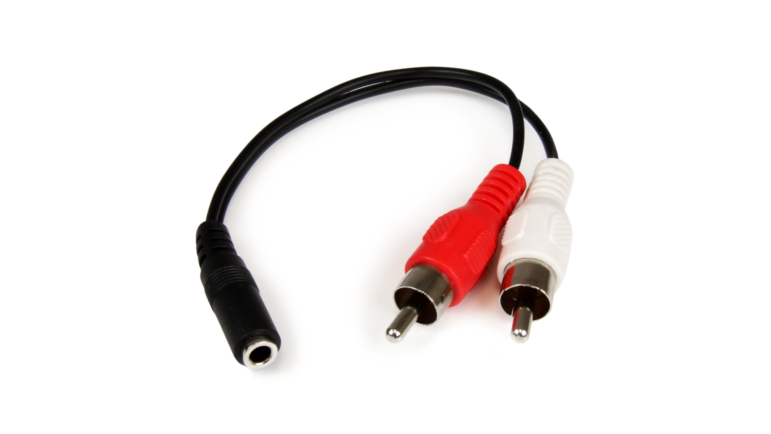 StarTech.com Female 3.5mm Stereo Jack to Male RCA x 2 Aux Cable, Black,  150mm