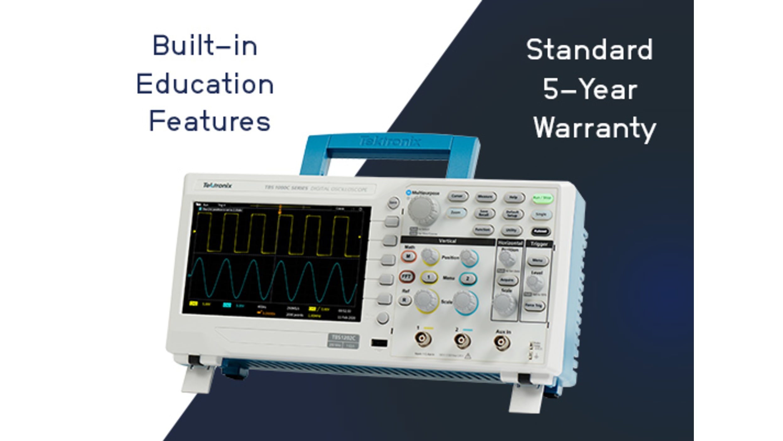 Tektronix オシロスコープ, 50MHz, ベンチ, TBS1052C | RS