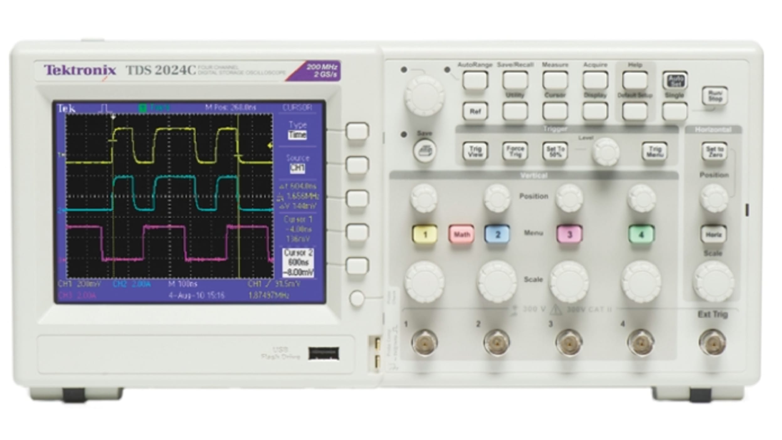 Tektronix オシロスコープ, 70MHz, ベンチ, TDS2004C | RS