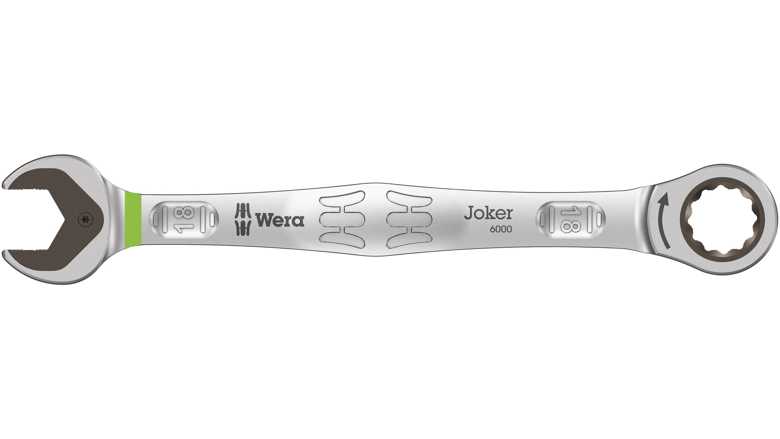 Wera Joker, SW 18 mm Gabel‑Ring Ratschenschlüssel doppelseitig Chrom-Stahl  legiert, Länge 235 mm
