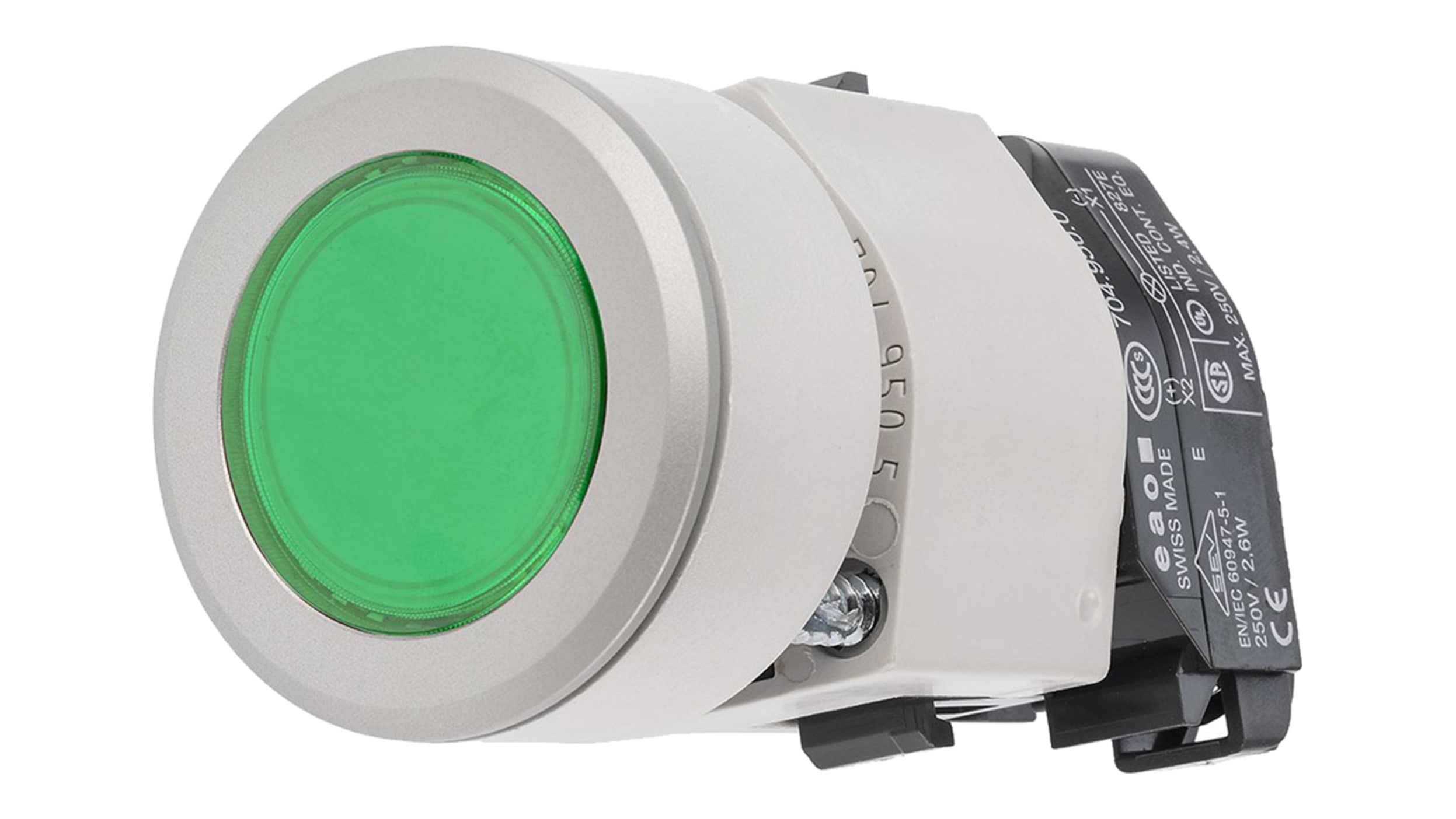 EAO 04 Series Green Illuminated Momentary Push Button Head, 30.5mm Cutout,  IP65