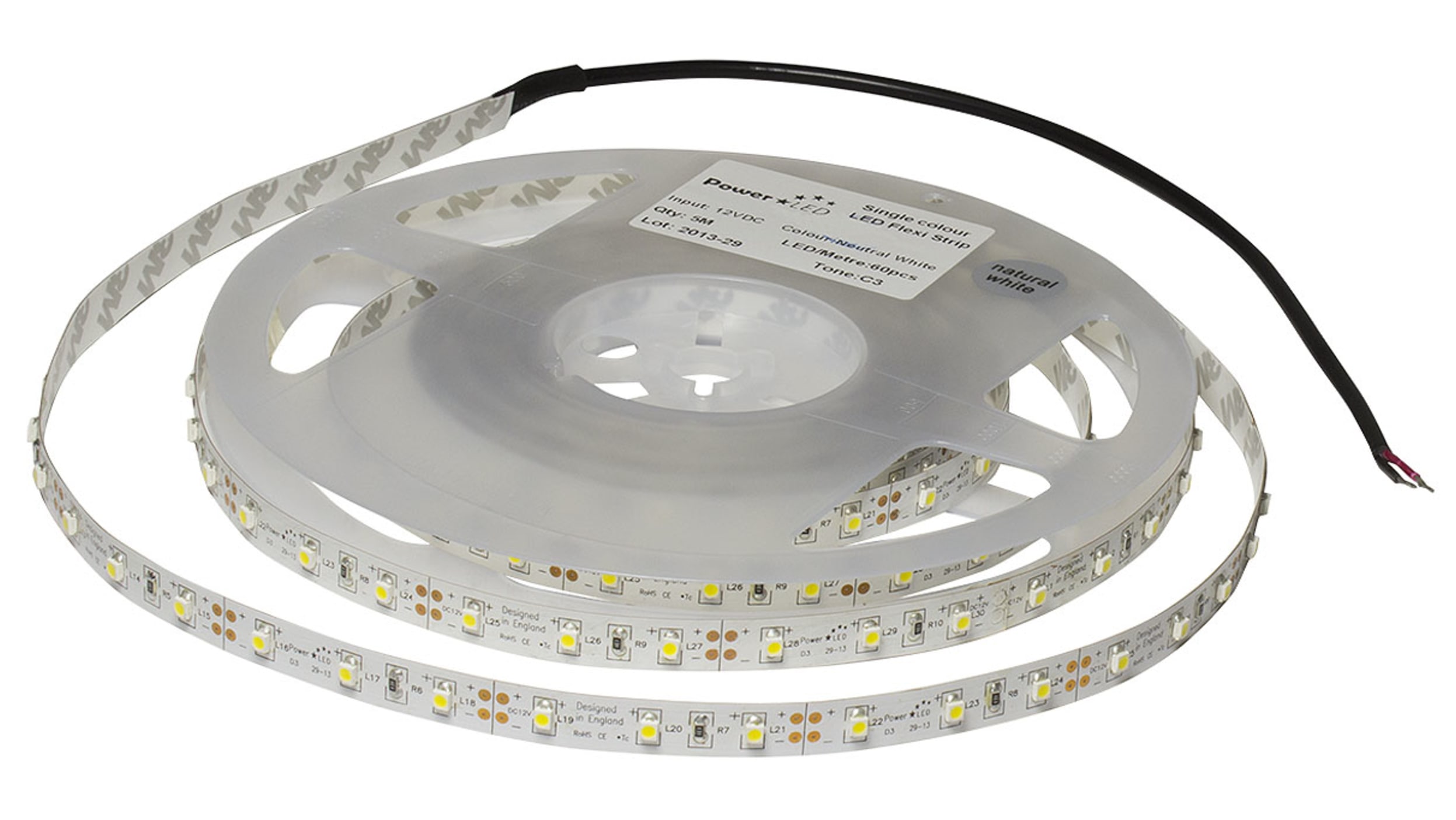 RS PRO 12V White LED Strip Light, 5500 → 7000K Colour Temp, 1m Length
