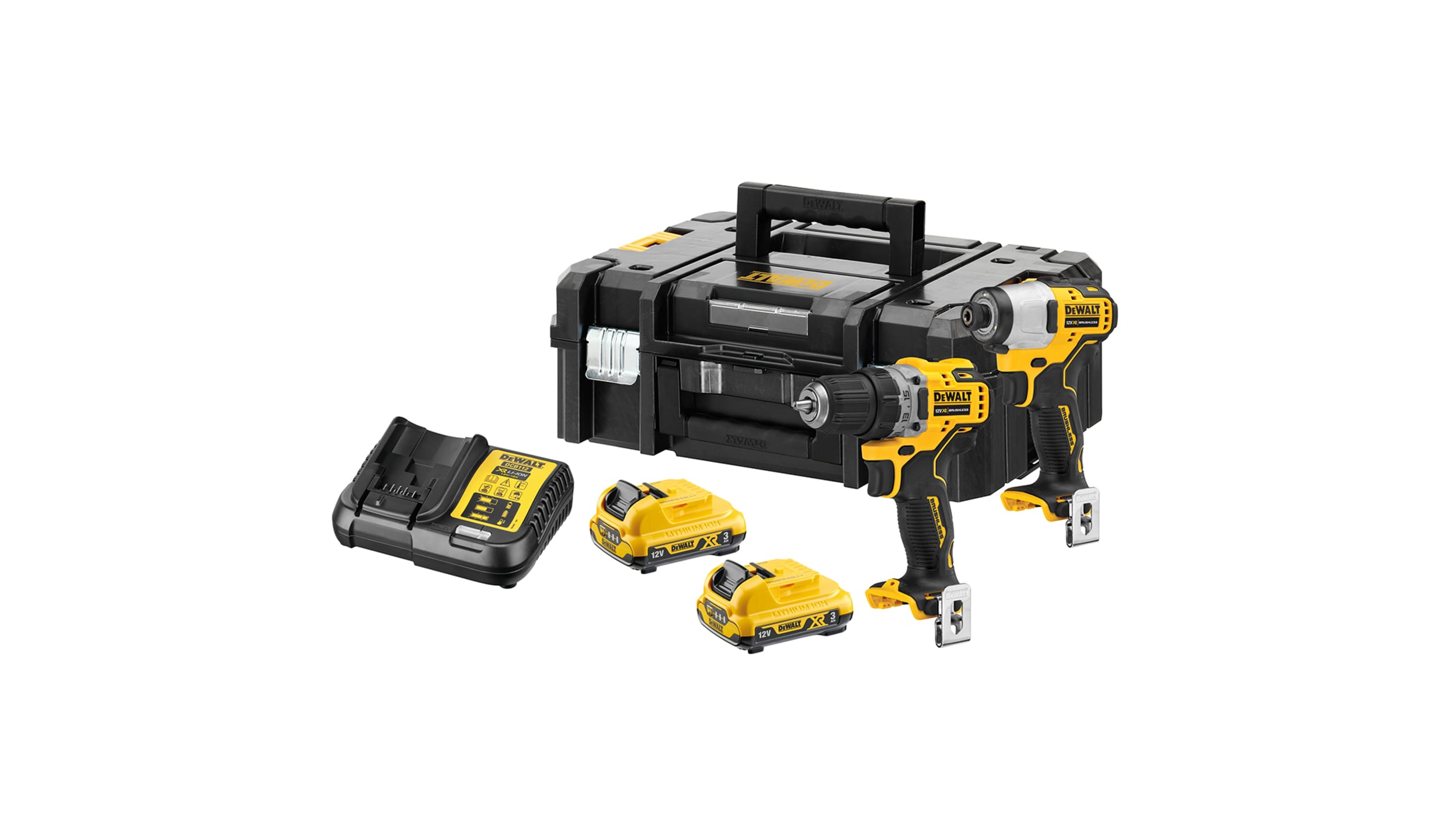 Pack perceuse visseuse à percussion et visseuse à chocs XR 12V (2x3,0 Ah) -  DEWALT DCK2111L2T-QW