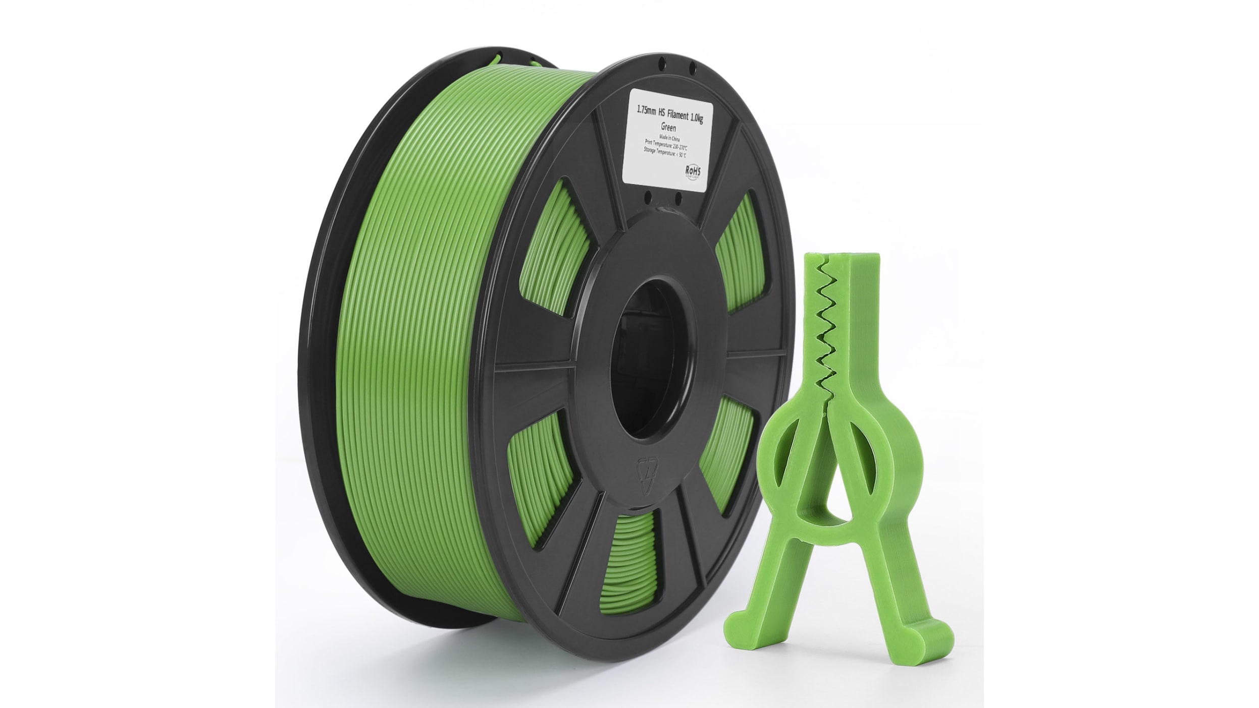 Filament pour imprimante 3D RS PRO, PLA haut débit, Ø 1.75mm, Vert, 1kg, FDM