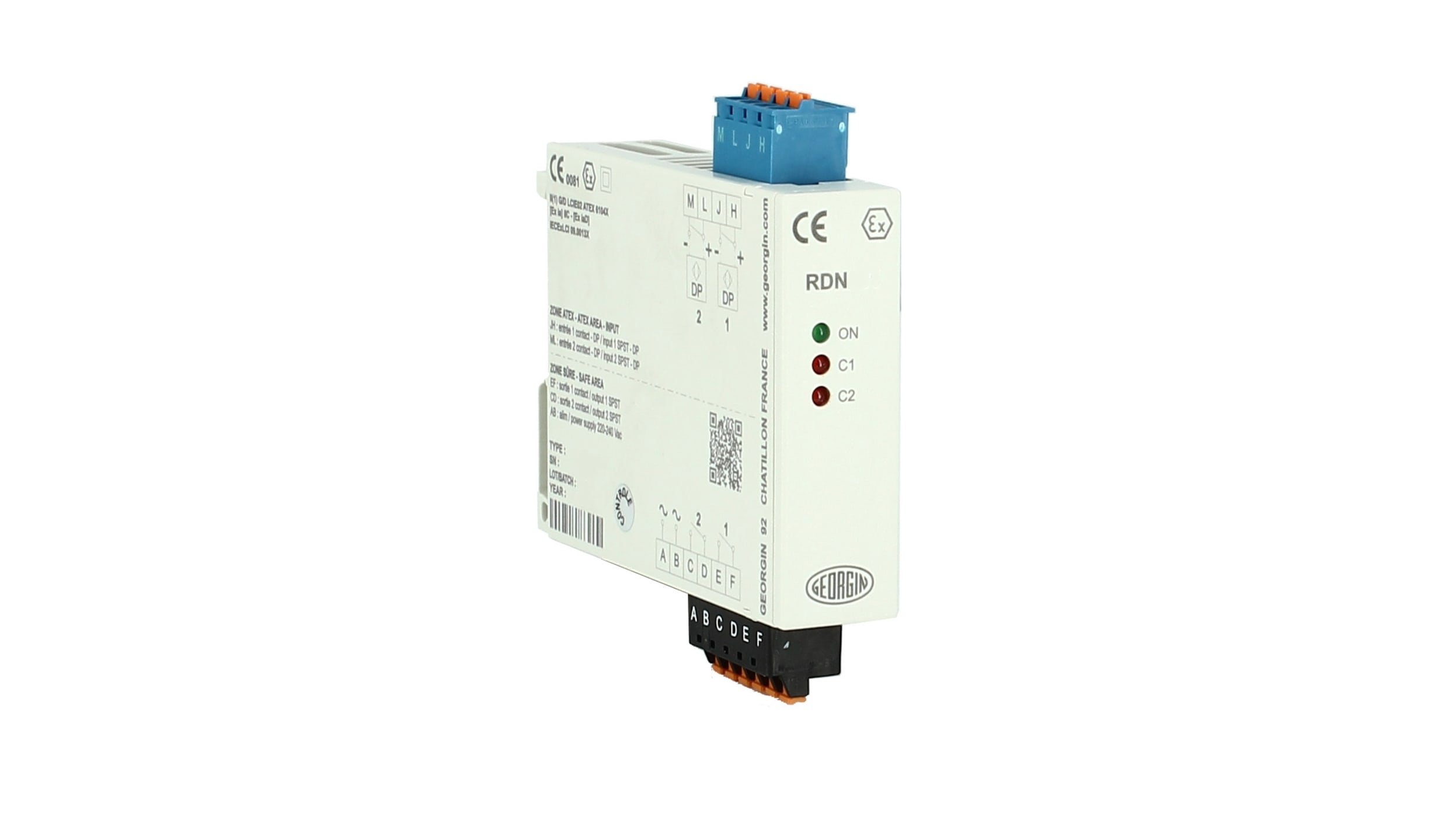 RDN210000 GEORGIN Channel Intrinsic Security Relay, ATEX RS