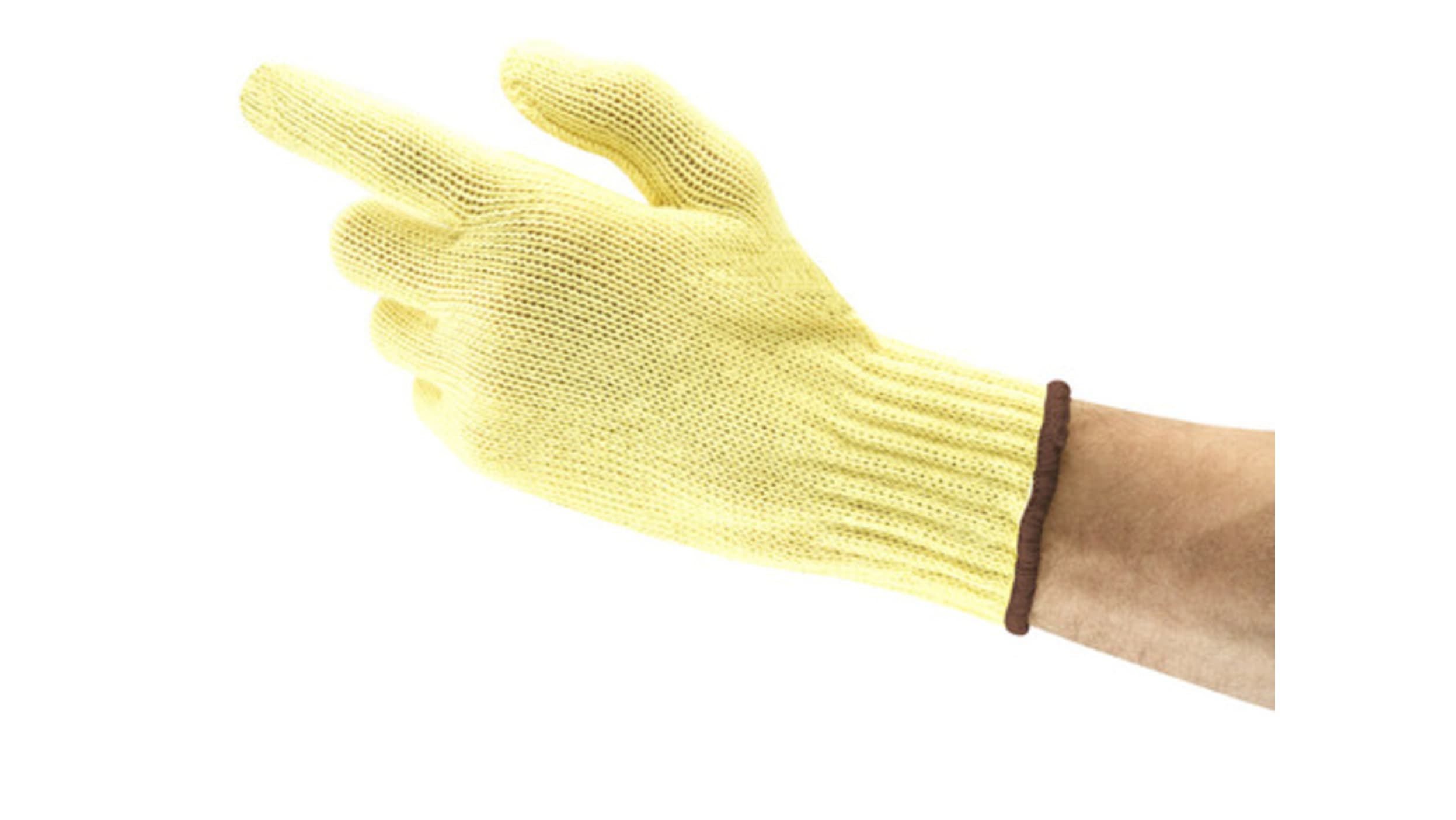 70-215/10 | Guantes de trabajo de Kevlar Amarillo Ansell serie HyFlex, talla 10, XL, Resistente a la abrasión, Resistente a los | RS