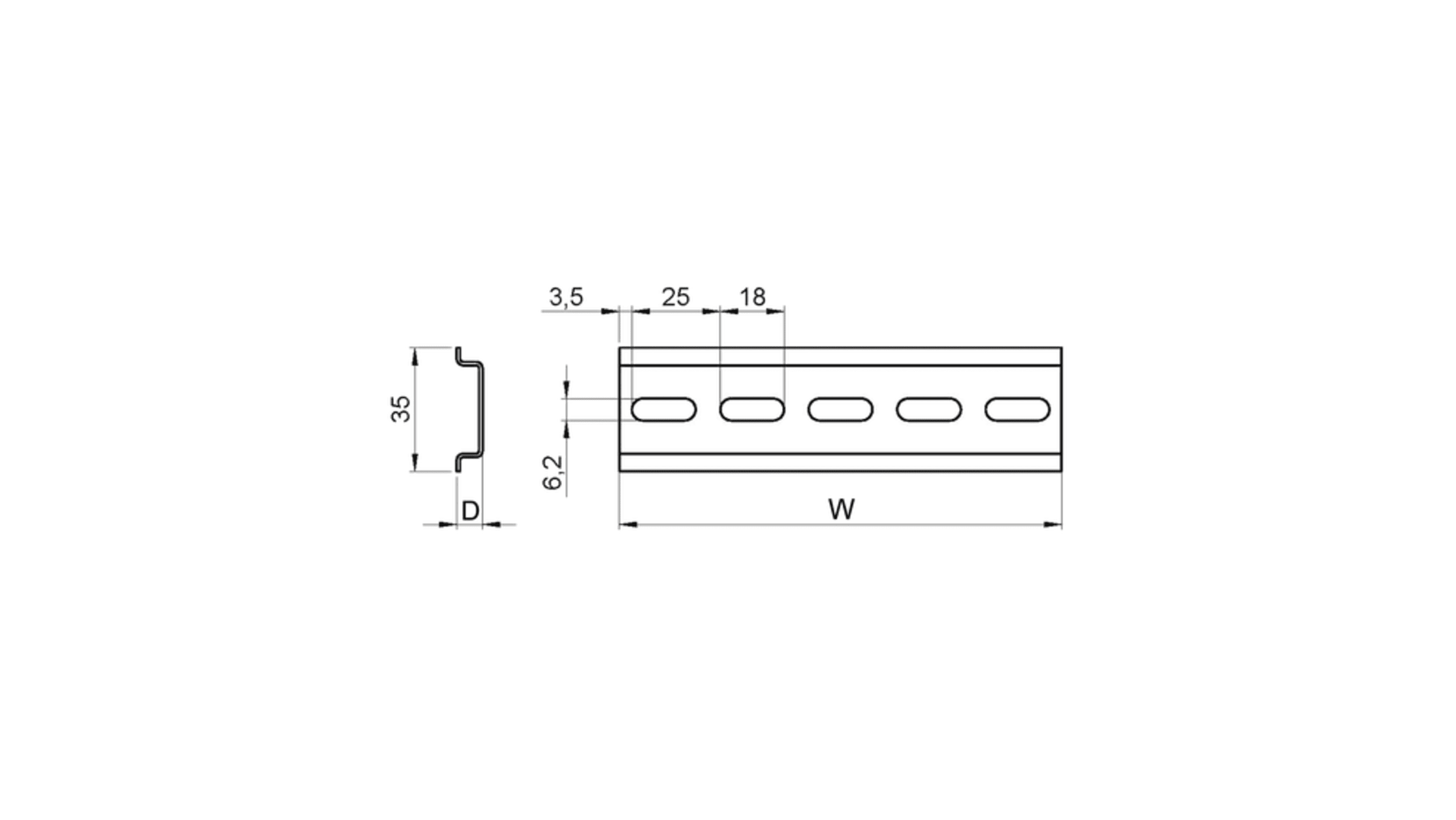 Carril DIN 35 x 7,5 mm