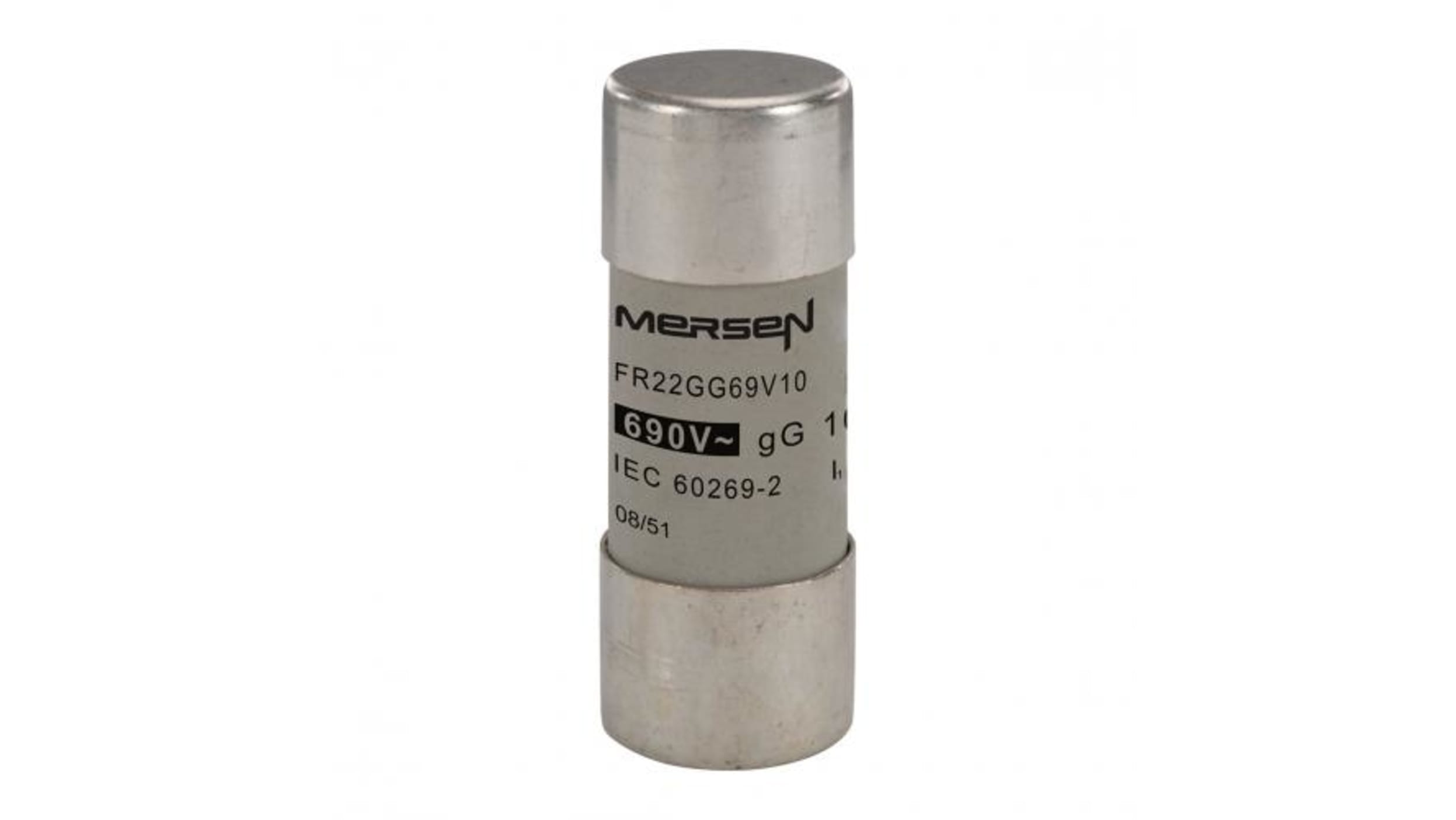 Mersen 10A Slow-Blow Ceramic Cartridge Fuse, 22.2 x 58mm