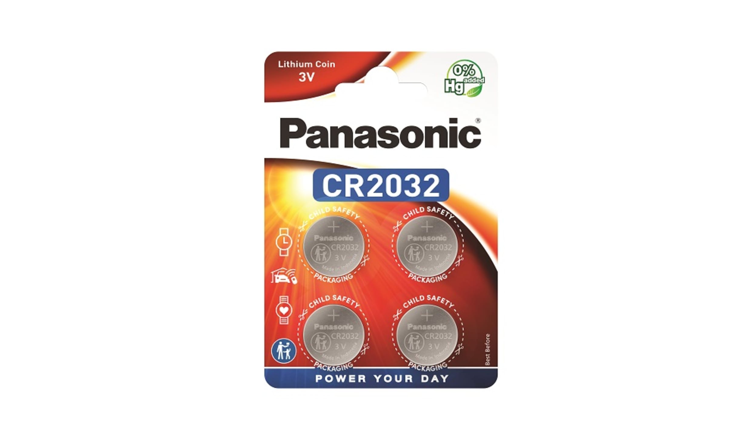 Panasonic CR2032 3V Lithium Coin Battery (Pack of 4)