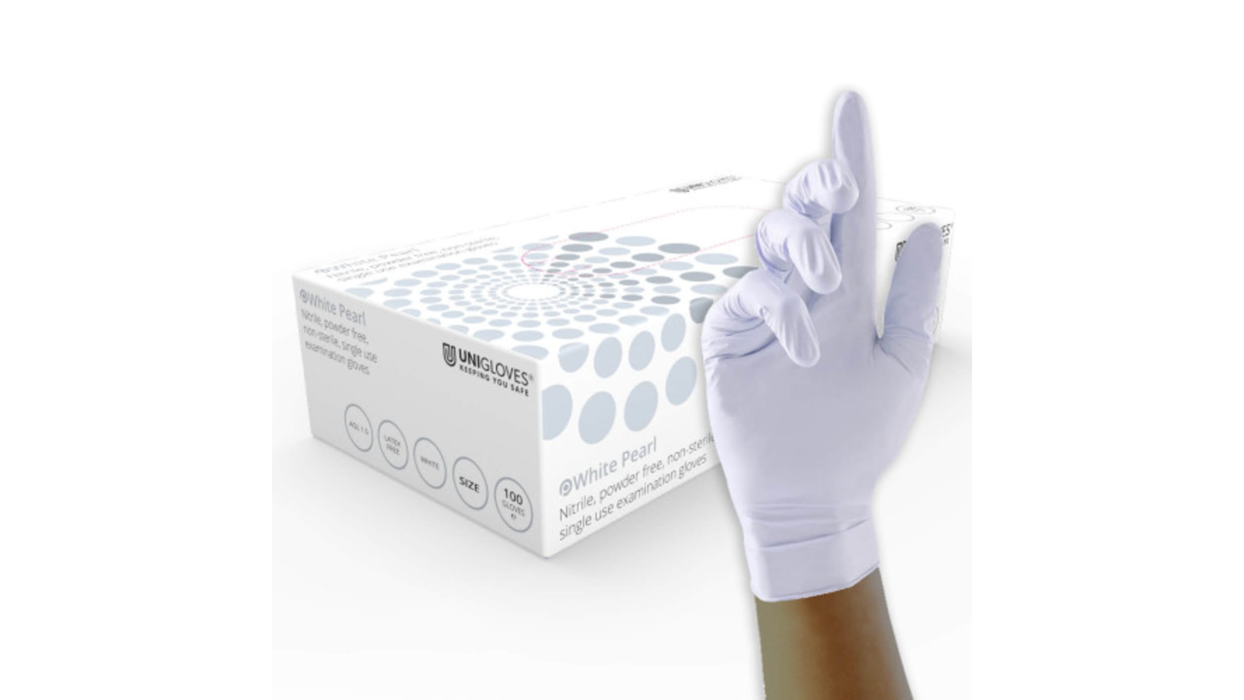 GP0022 | 使い捨て手袋 耐薬品性、医療用 100Pairs入り 白, パウダー