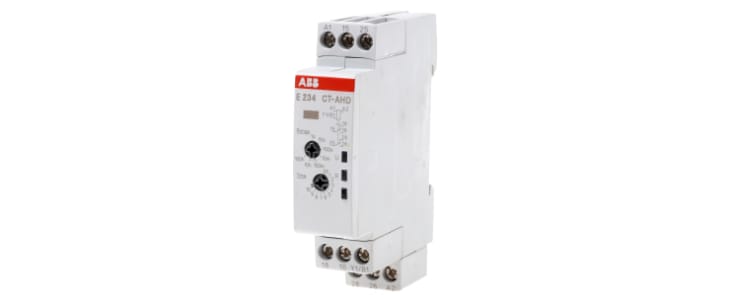 ABB 1SVR Series DIN Rail Mount Timer Relay, 24 → 240 V ac, 24 → 48V dc, 2-Contact, 0.05 s → 100h,