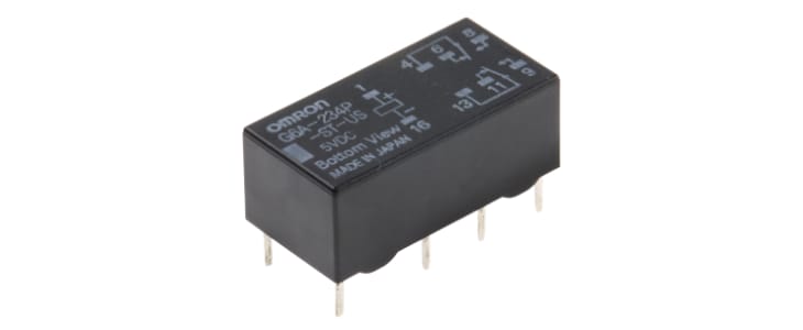 Omron PCB Mount Signal Relay, 5V dc Coil, 2A Switching Current, DPDT
