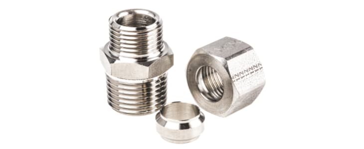 Legris Stainless Steel Pipe Fitting, Straight Hexagon Coupler, Male BSP 1/2in