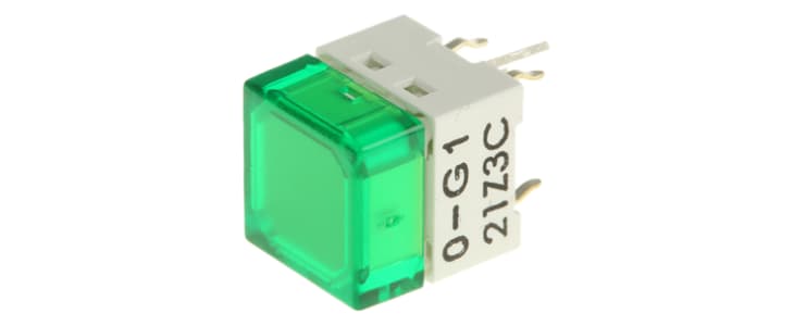 IP00 Green Cap Tactile Switch, SPST 50 mA @ 24 V dc