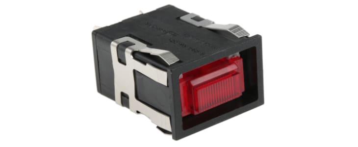 Honeywell AML32 Series Illuminated Push Button Switch, Latching, Panel Mount, DPST, Red LED, 125/250V ac