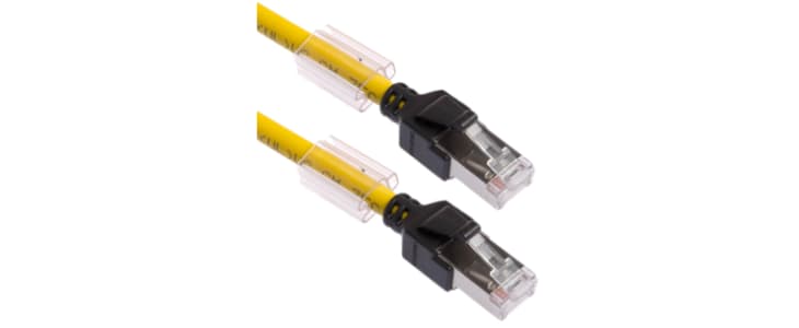 Omron Cat6a Male RJ45 to Male RJ45 Ethernet Cable, FTP, STP, Yellow LSZH Sheath, 200mm