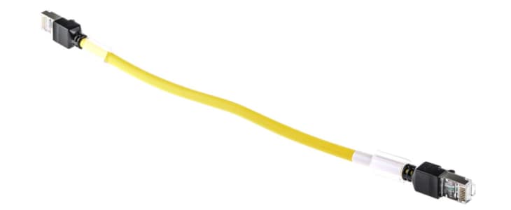 Omron Cat6a Male RJ45 to Male RJ45 Ethernet Cable, FTP, STP, Yellow LSZH Sheath, 300mm