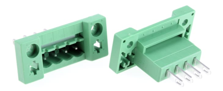 Phoenix Contact 5.08mm Pitch 4 Way Pluggable Terminal Block, Feed Through Header, Panel Mount, Solder/Slip on