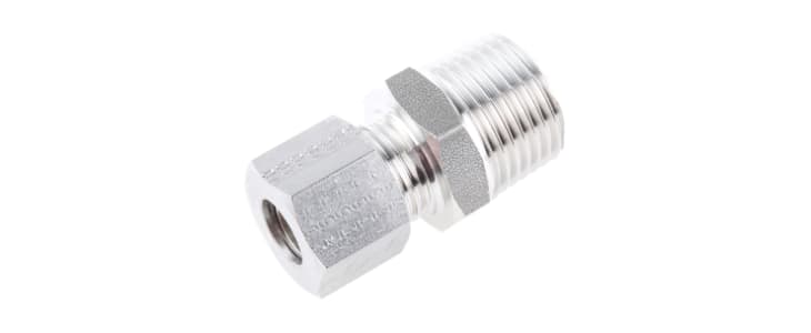 Legris Stainless Steel Pipe Fitting, Straight Hexagon Coupler, Male BSP 1/2in