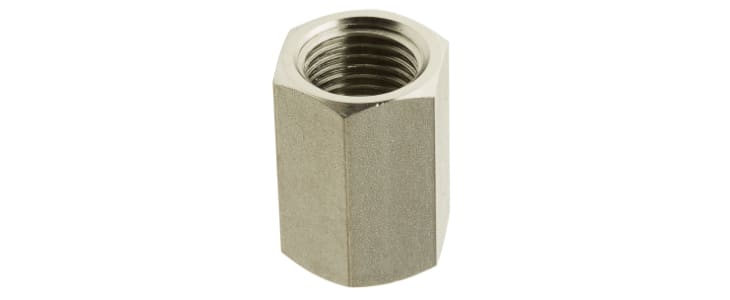 Legris Stainless Steel Pipe Fitting, Straight Hexagon Coupler, Female G 1/4in x Female G 1/4in