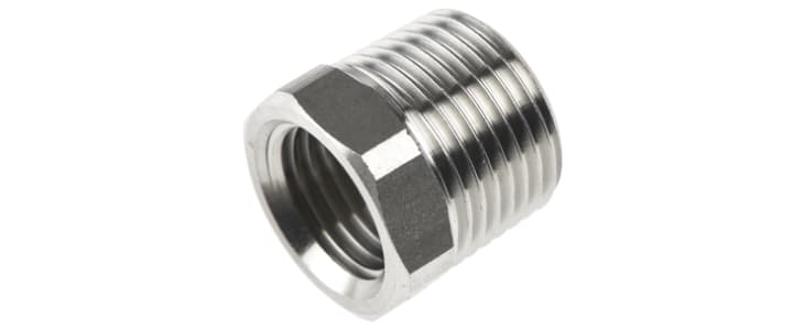 Legris Stainless Steel Pipe Fitting, Straight Hexagon Reducer, Male R 3/8in x Female G 1/4in